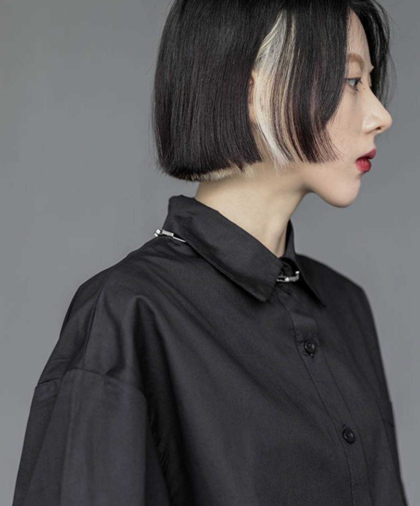 dark Irregular button slits shirt EN2854