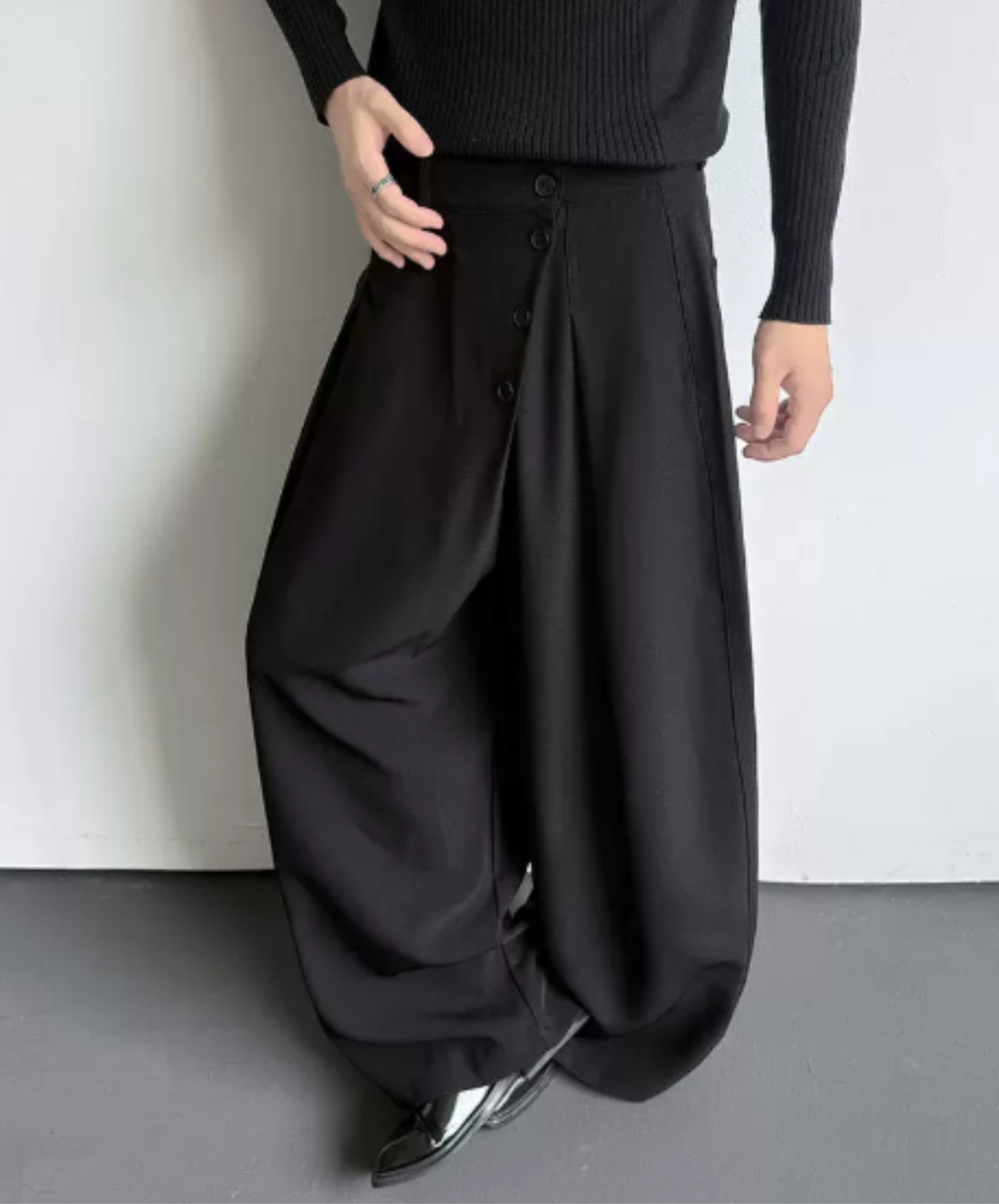 button-down design wide pants EN3065
