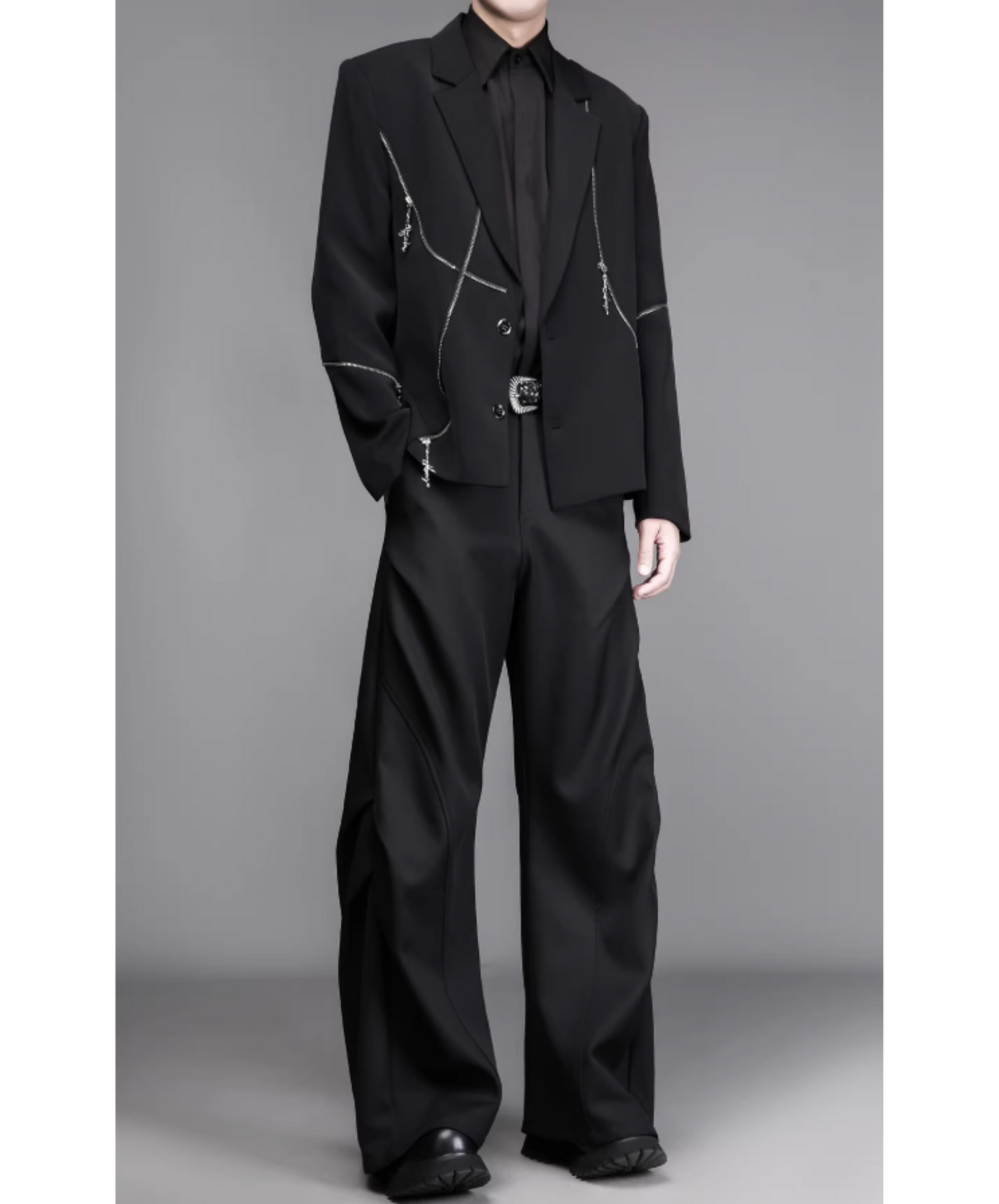 punk style asymmetrical zipper jacket EN2801