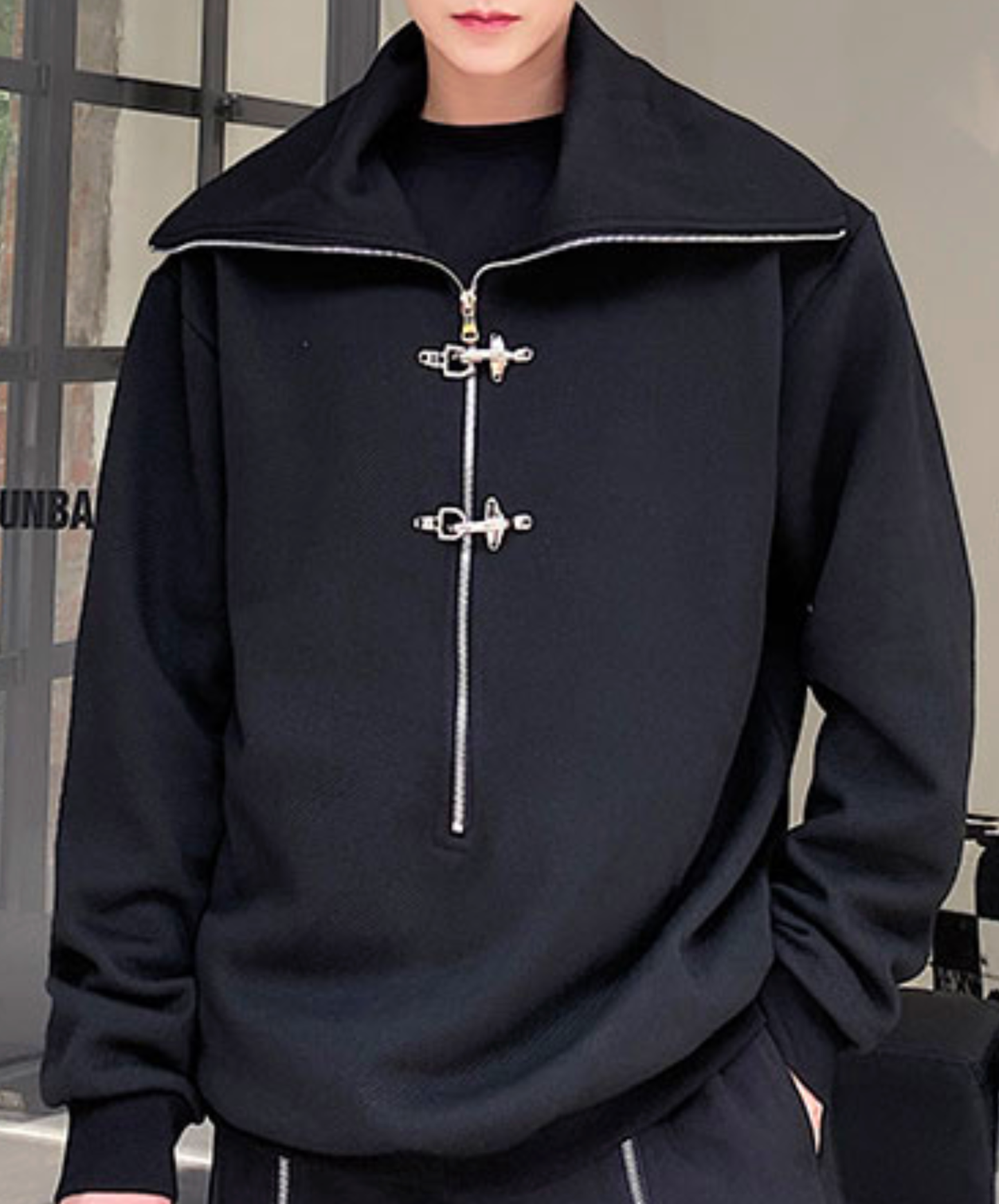 【style84】dark mode outfit set EN2630（jacket + sweatshirt + pants set）