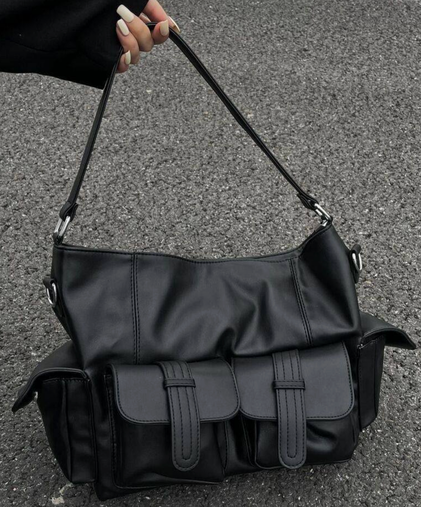 dark large capacity square shoulder bag EN2646