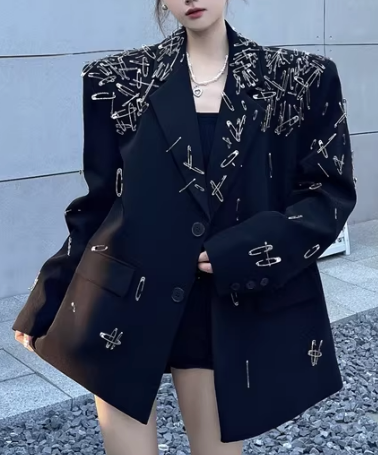 3d safety pin decoration jacket EN2828