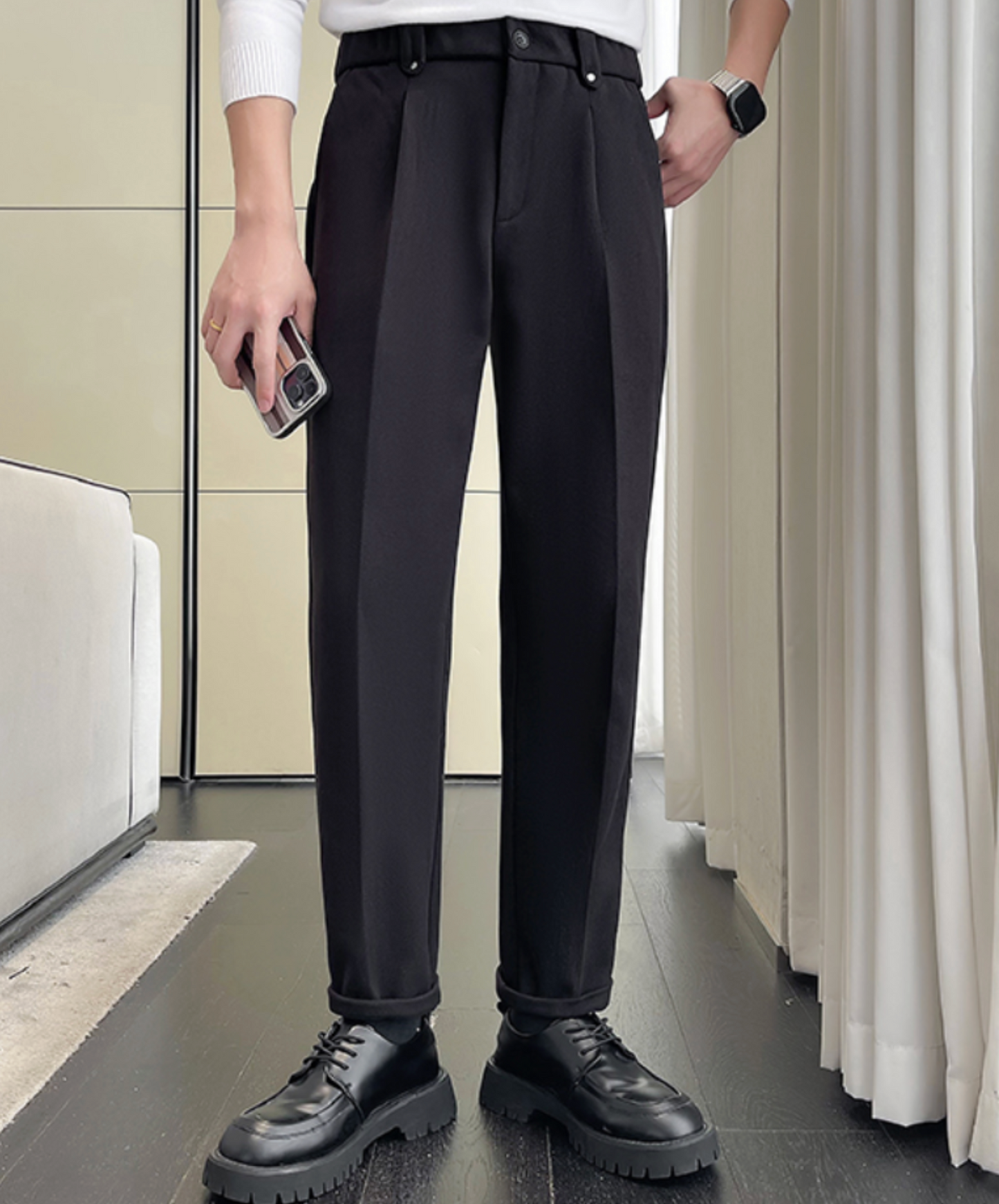 fleece-lined elastic waist pants EN2545