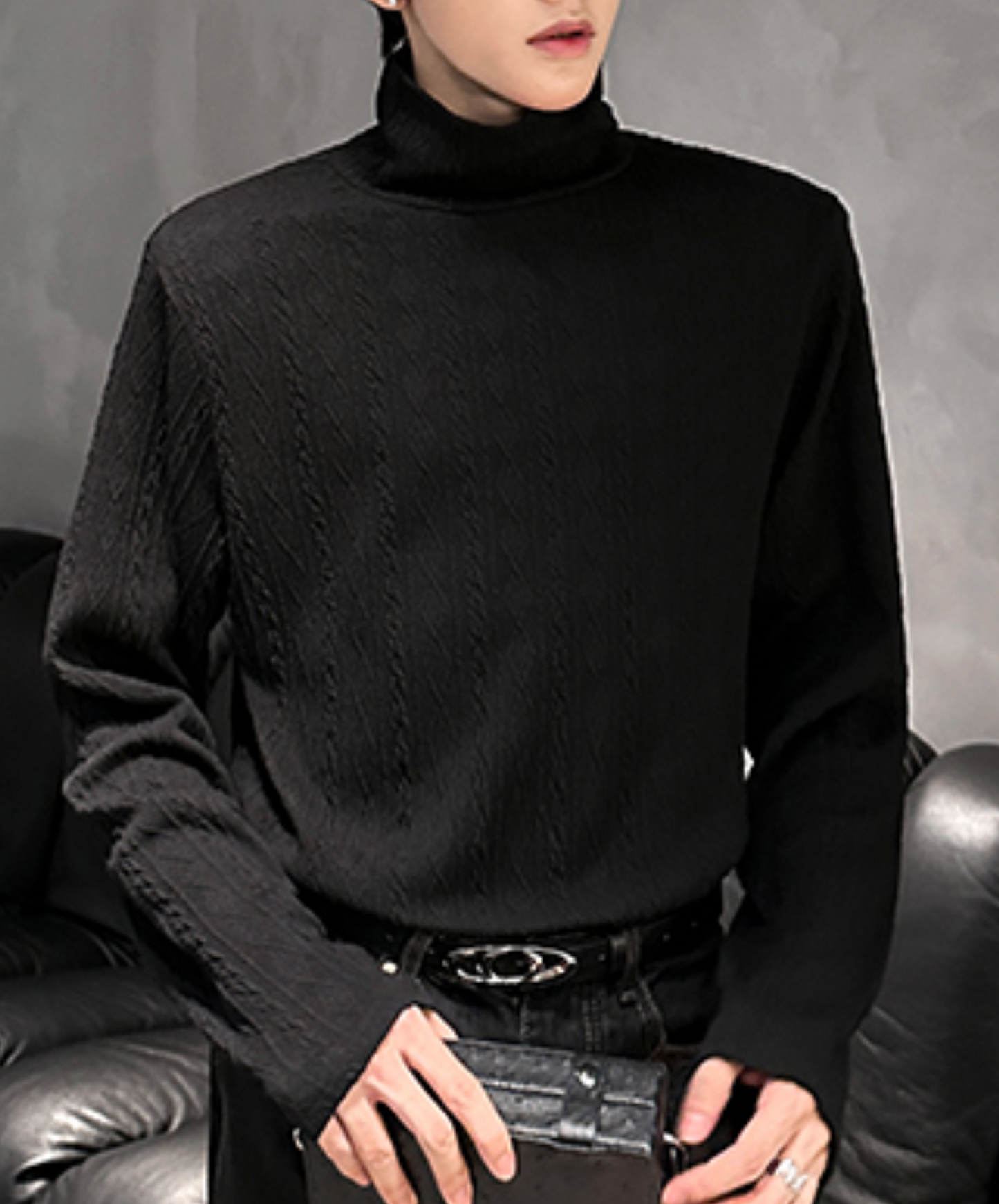 relaxed jacquard turtleneck t-shirt EN2520