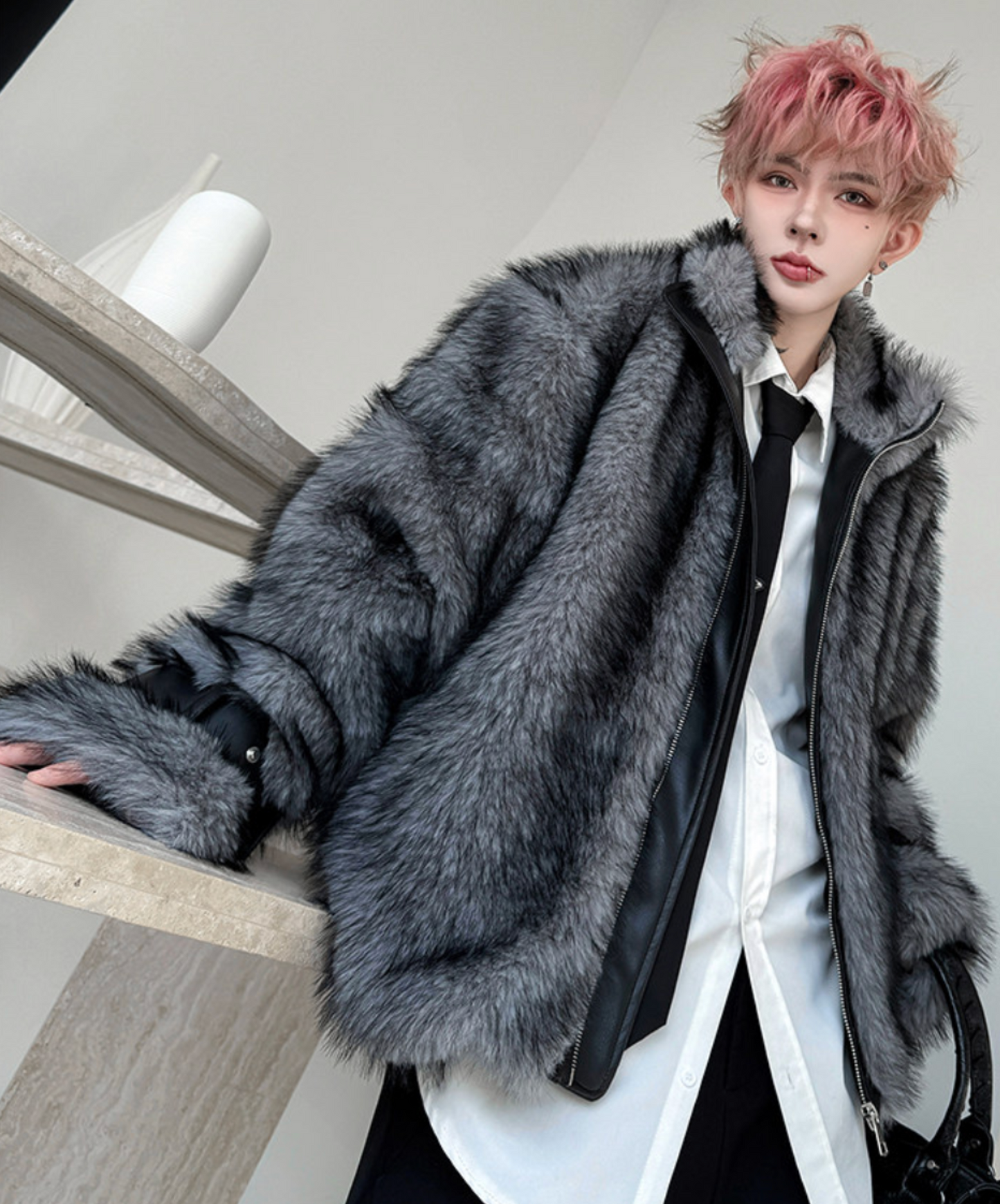 wolf-style fake fur jacket EN2618