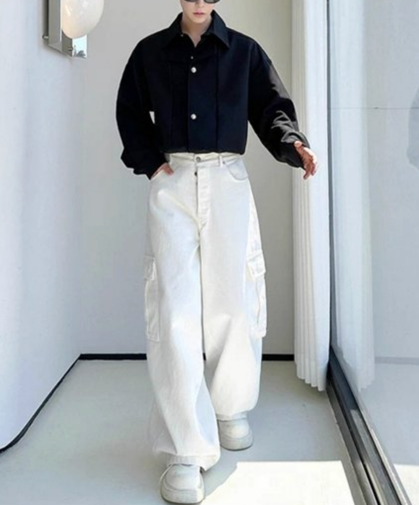 draped fake two-piece suit shirt EN2452