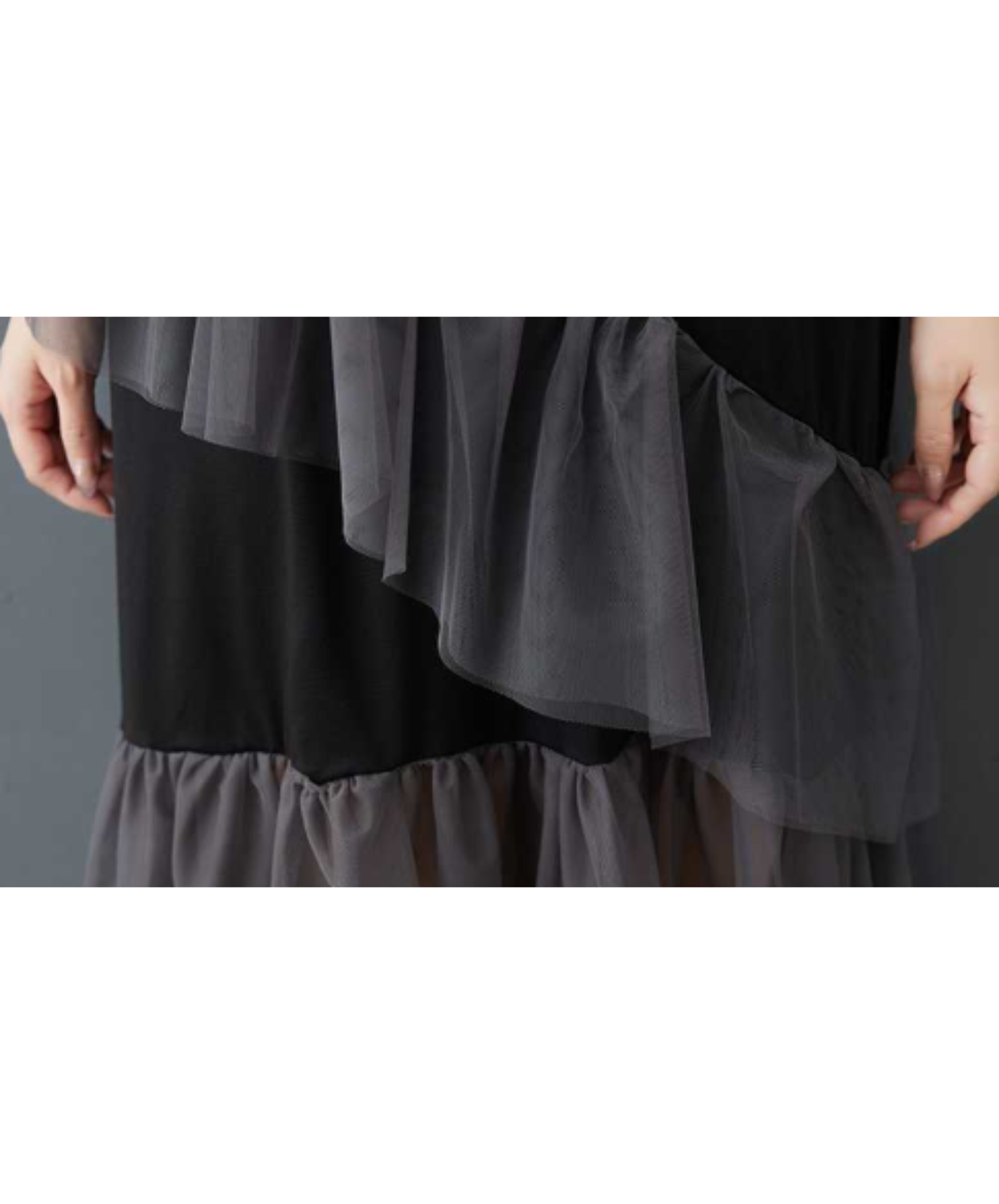 asymmetrical mesh patchwork design t-shirt EN3045