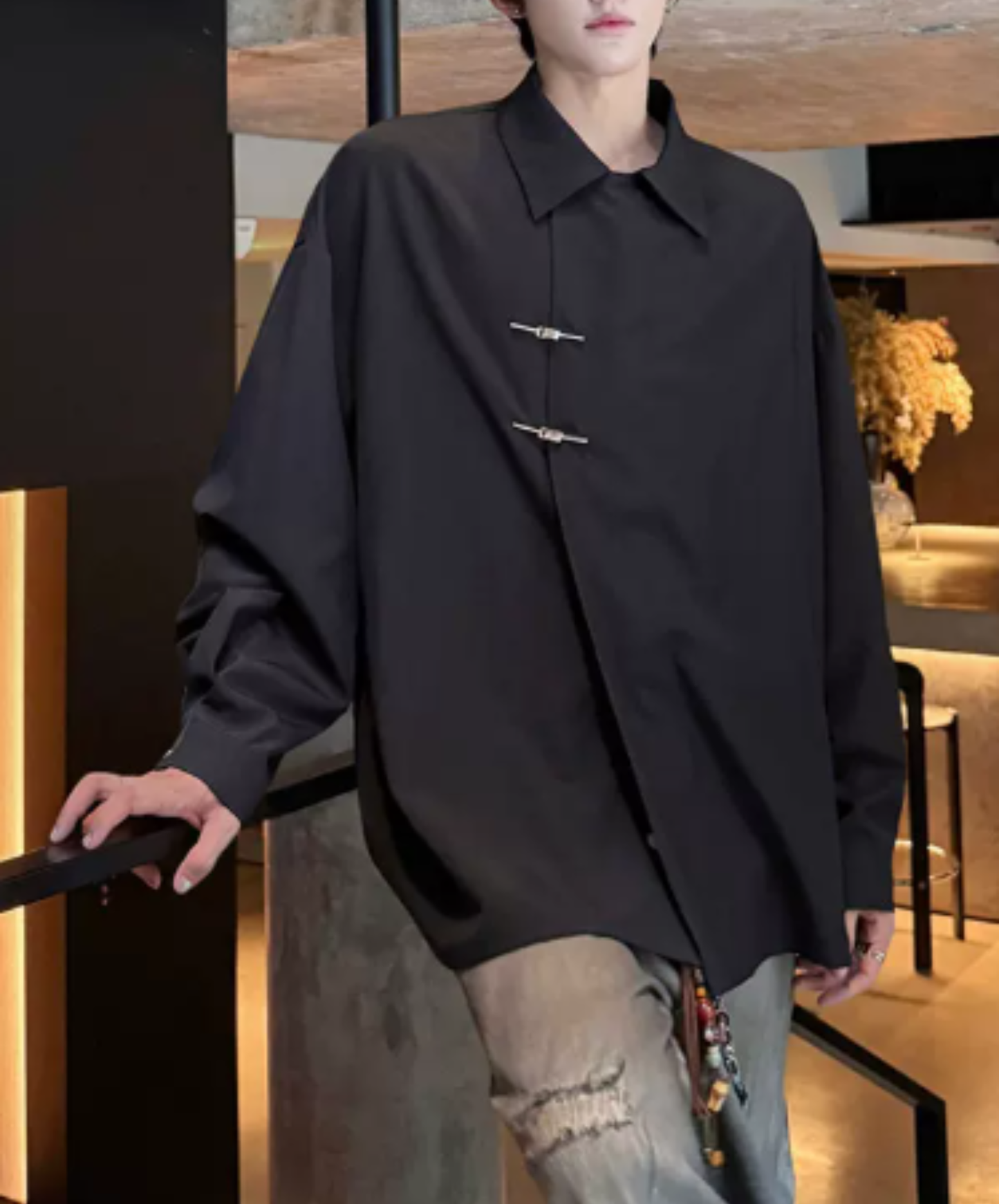 retro chinese-style metal button shirt EN3127