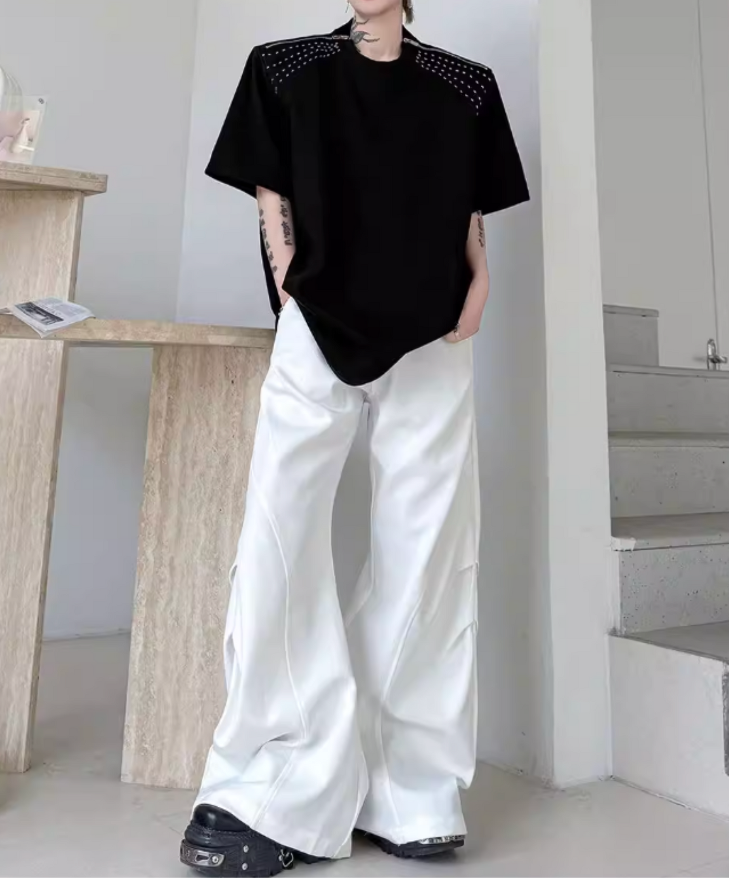 zippered sleeves t-shirt EN2825