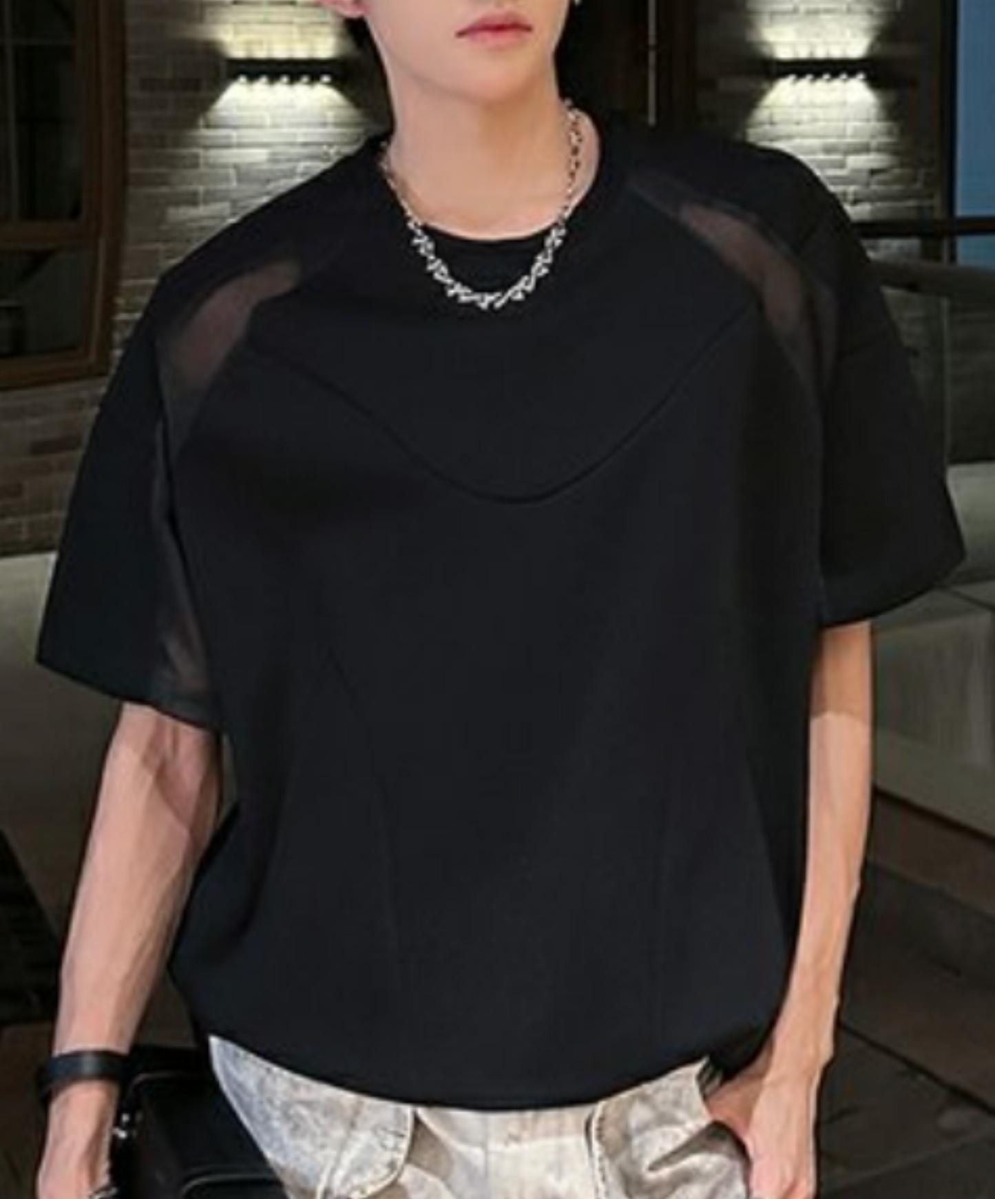 see-through shoulder line t-shirt EN2068
