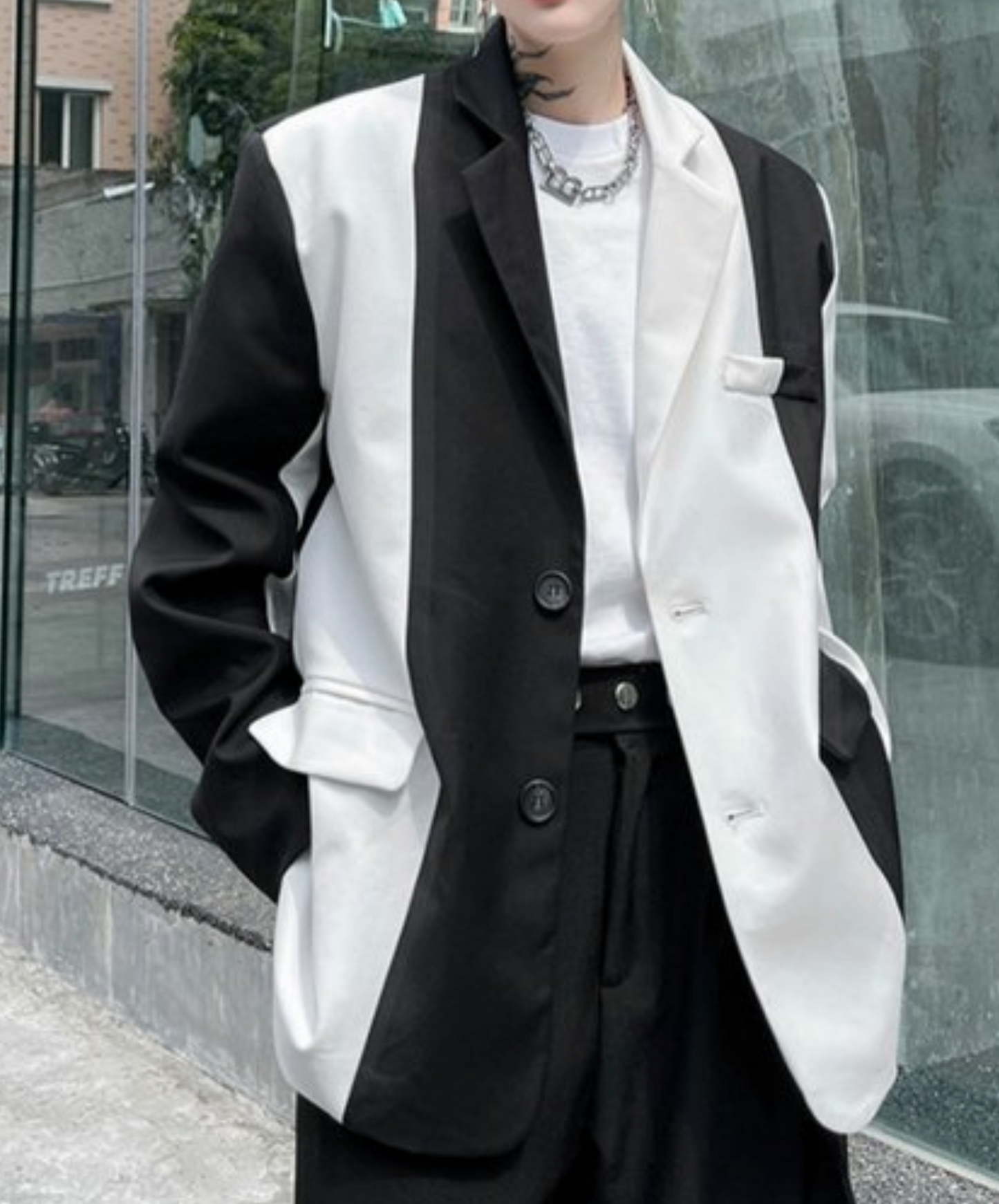 strong contrast stripe monotone jacket EN1916