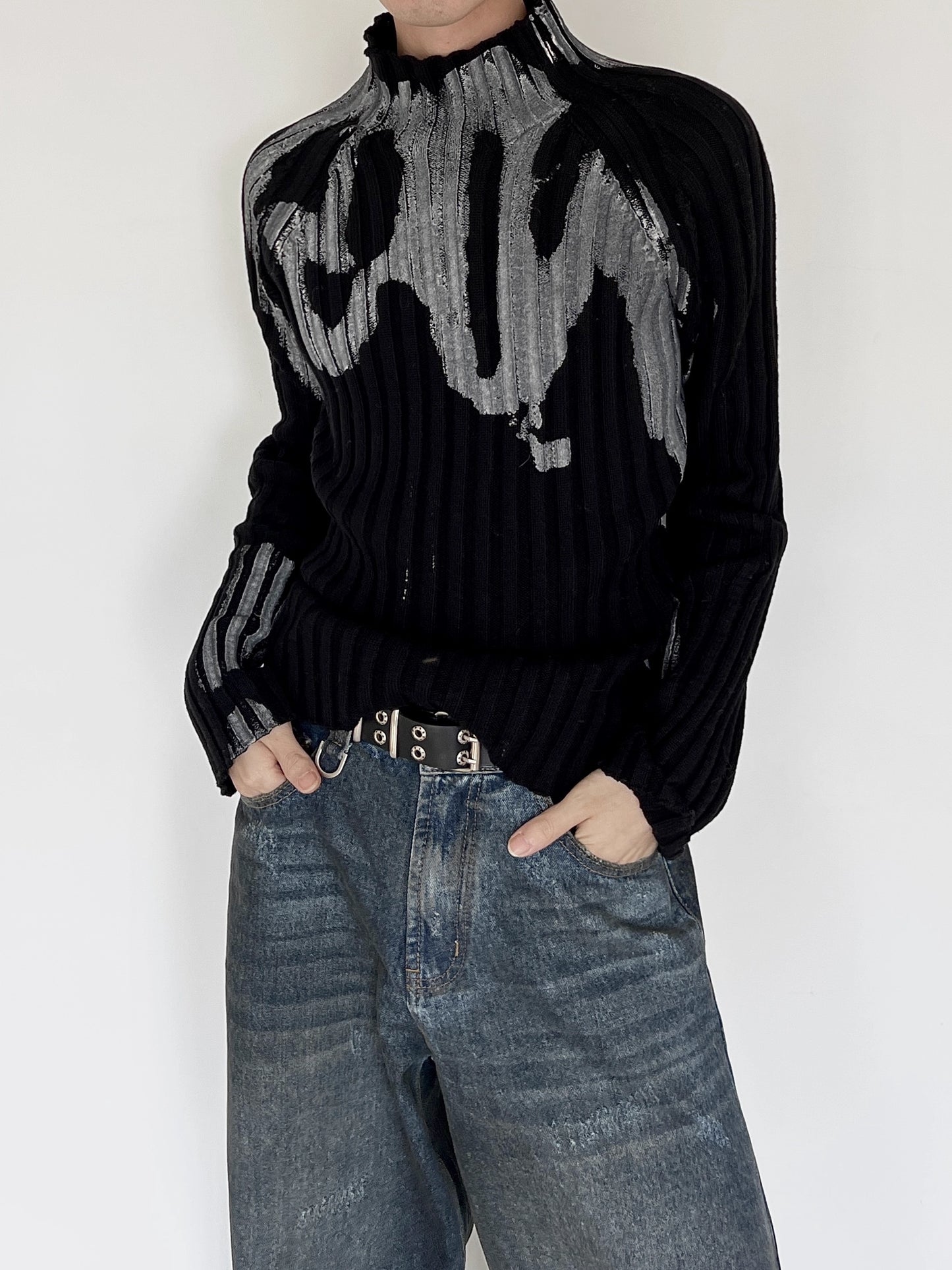 slim fit monotone gradation sweater EN2517