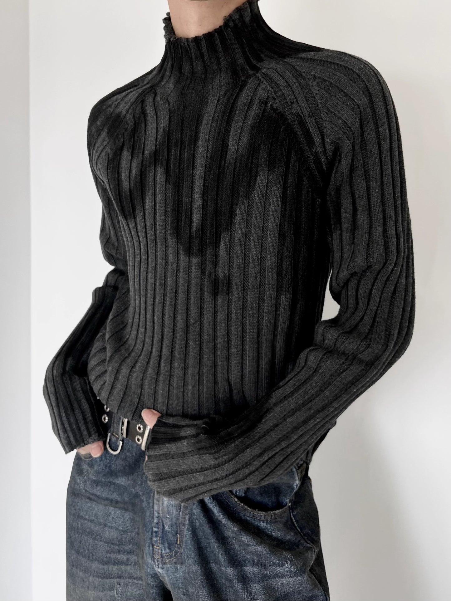 slim fit monotone gradation sweater EN2517