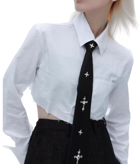 cross-shaped motif one-touch necktie EN2896