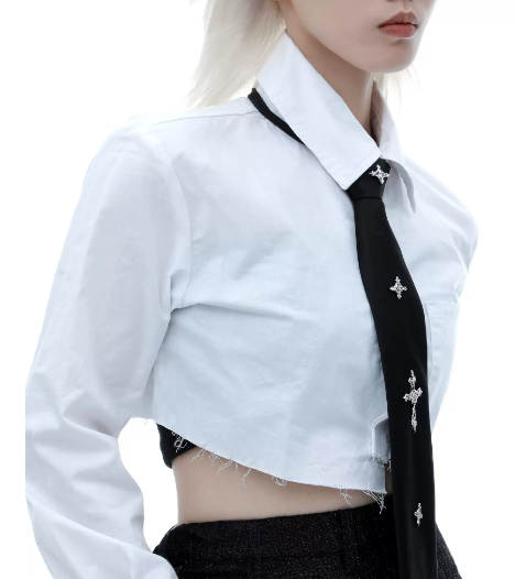 cross-shaped motif one-touch necktie EN2896