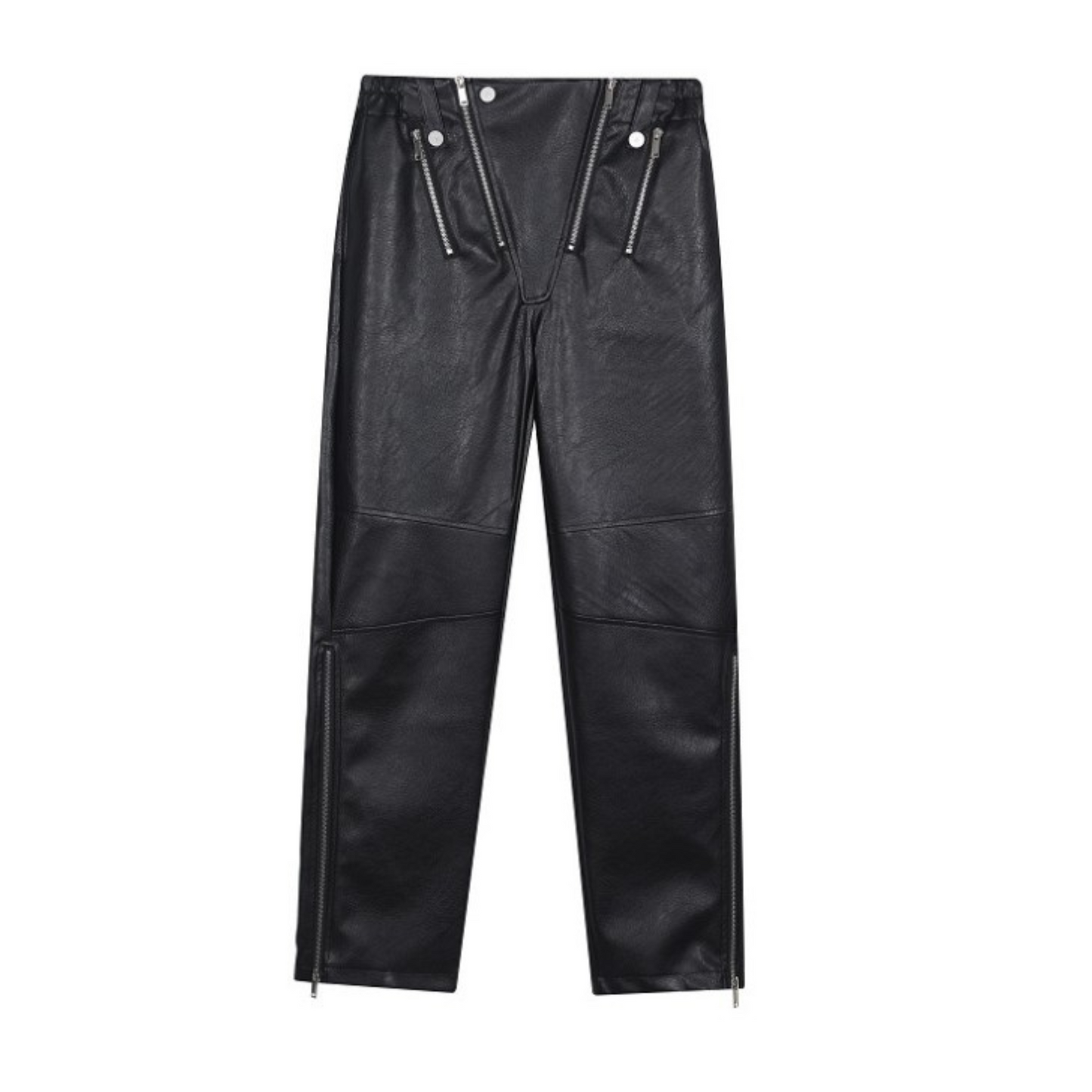 multi-zip leather pants EN179