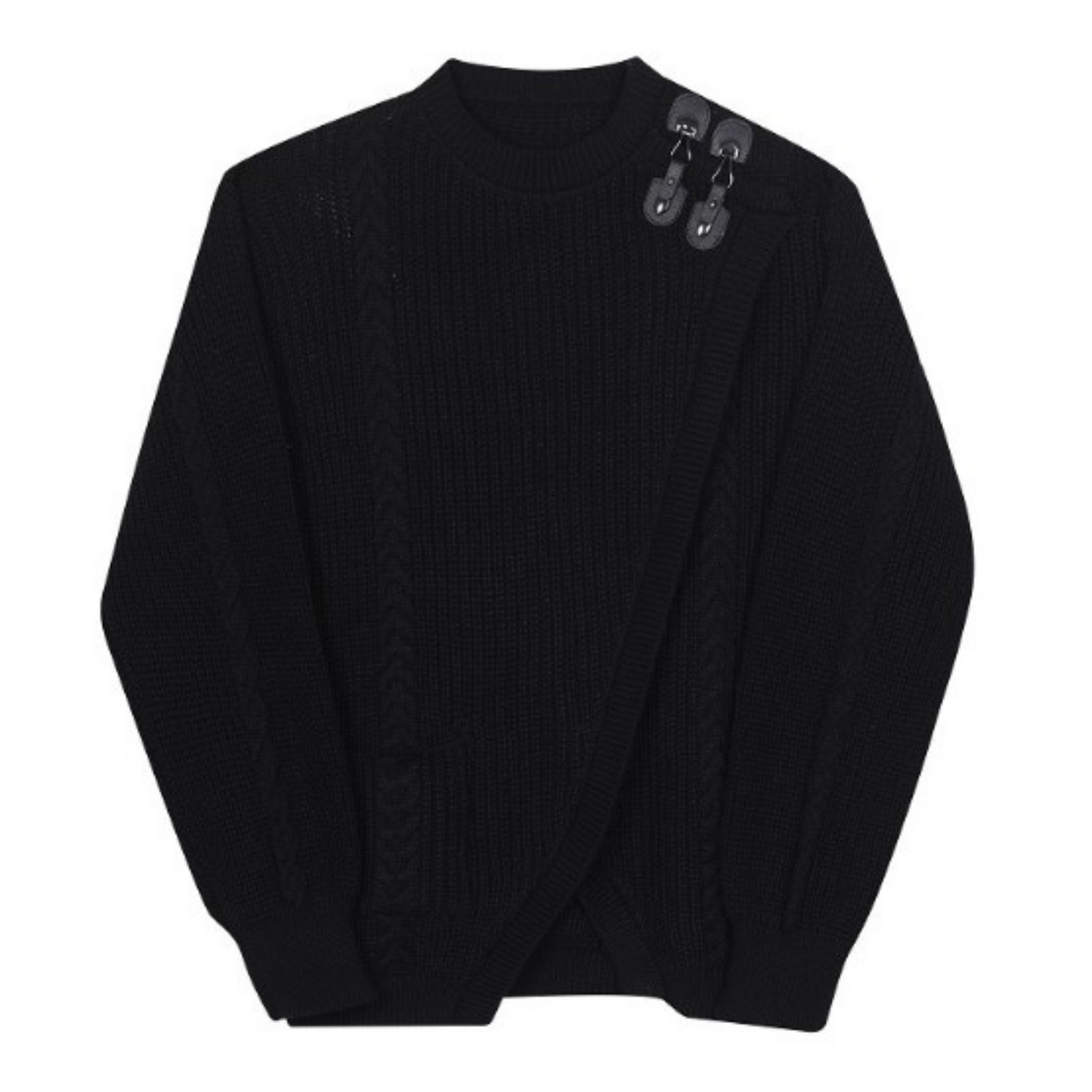 decorative buckle knit sweater EN180