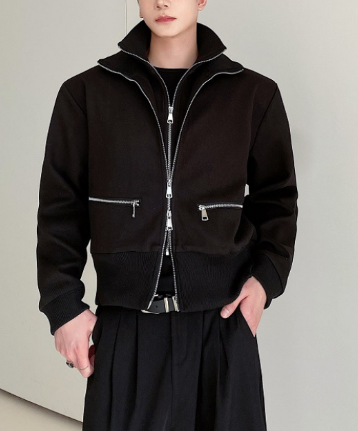 dark layered blouson jacket EN613
