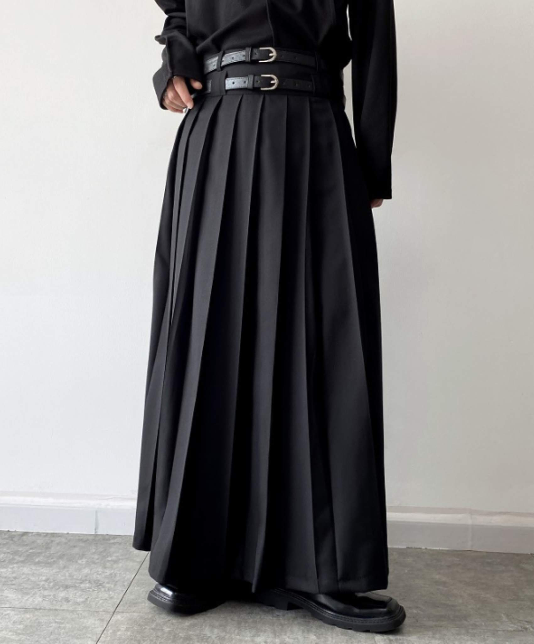 twin belt full length pleated skirt EN624 – ELNERO twin belt full length pleated skirt EN624 – ELNERO