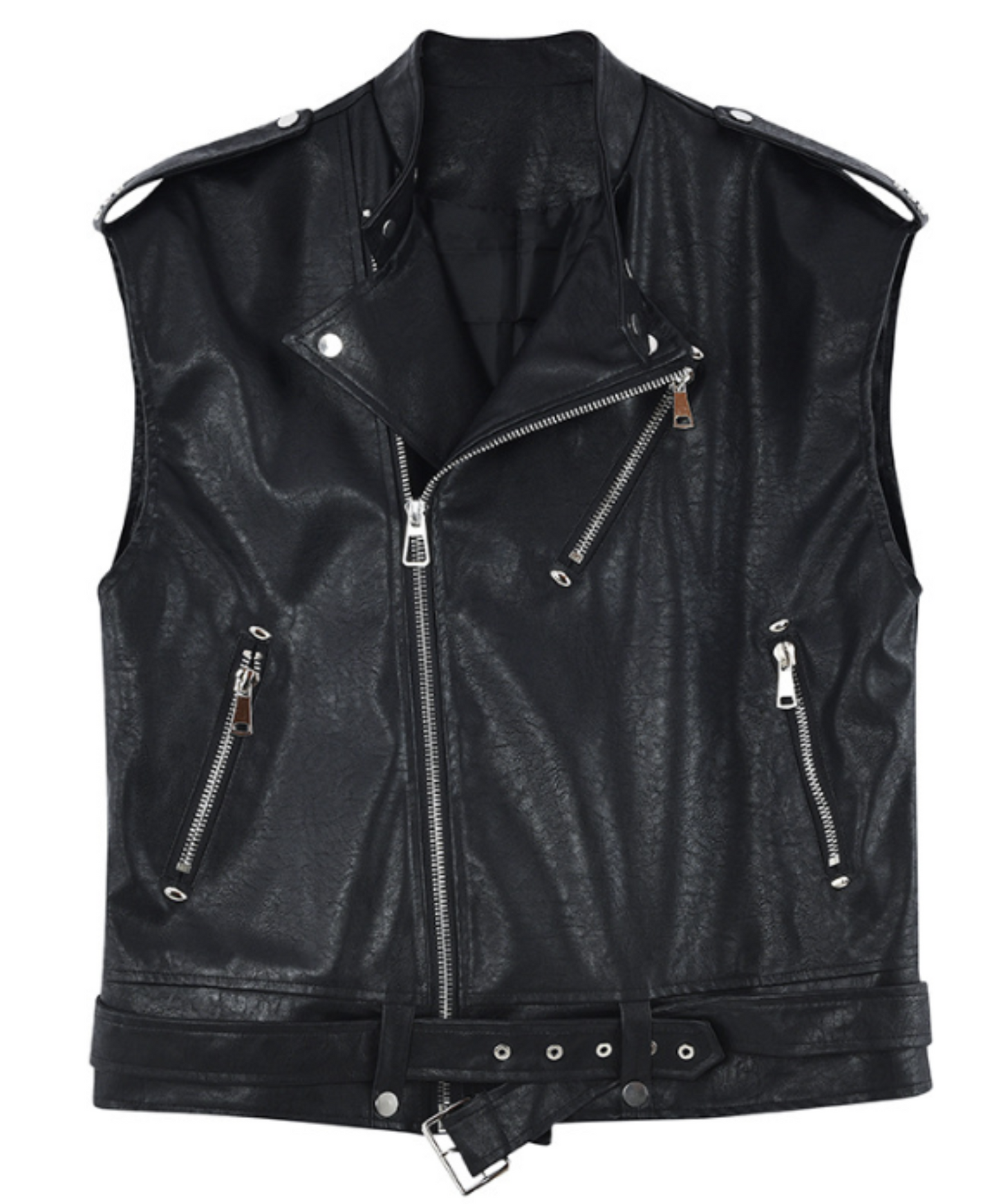 leather rock zip vest EN791