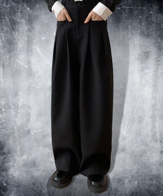 dark loose wide mop pants EN804