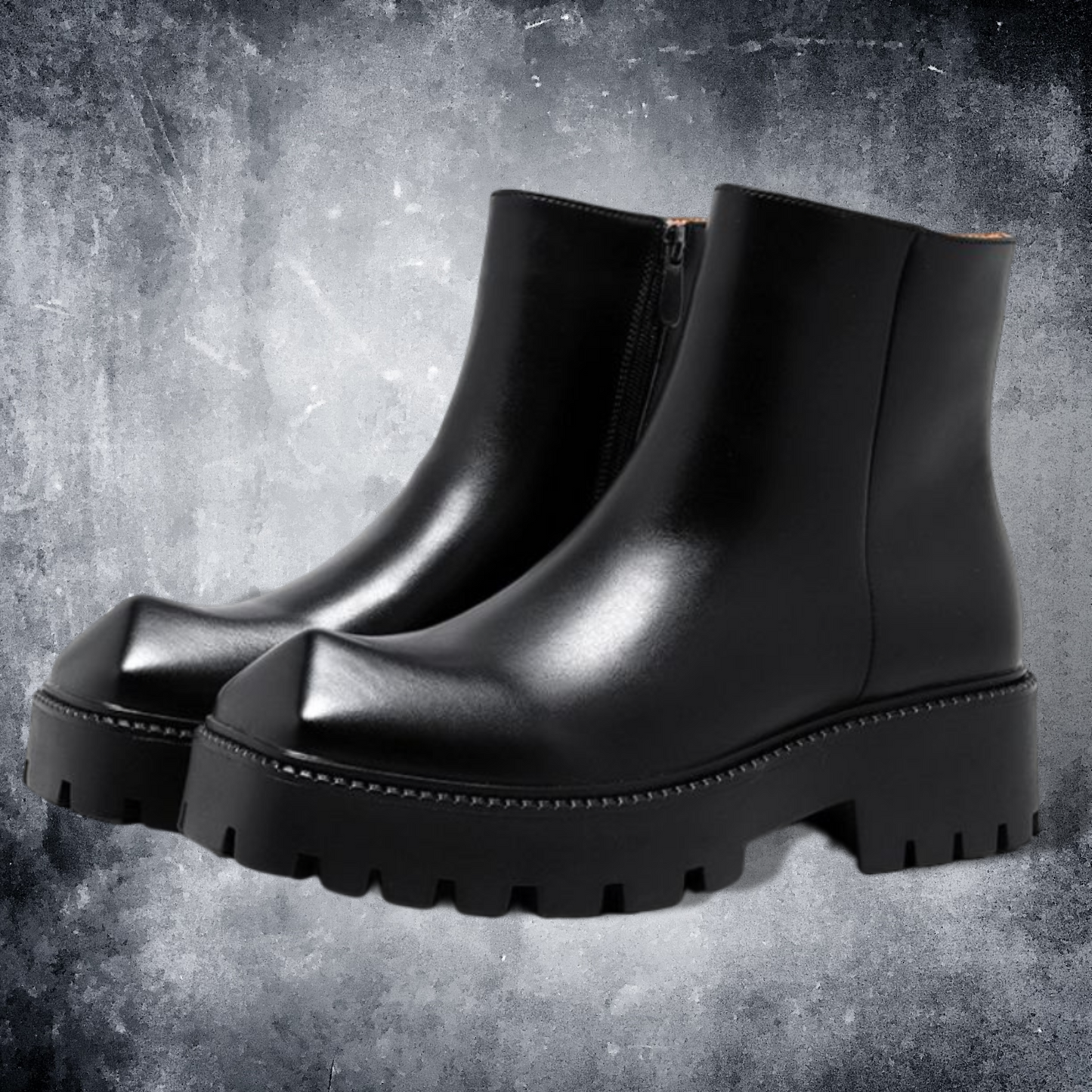 leather platform pointy boots EN385