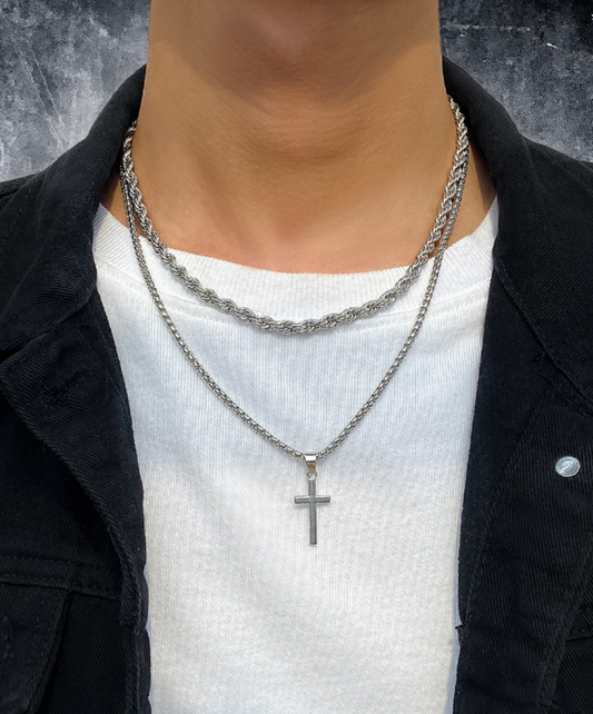 double layer cross necklace EN549