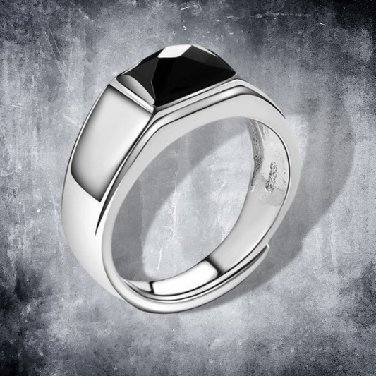 black stone silver ring EN504