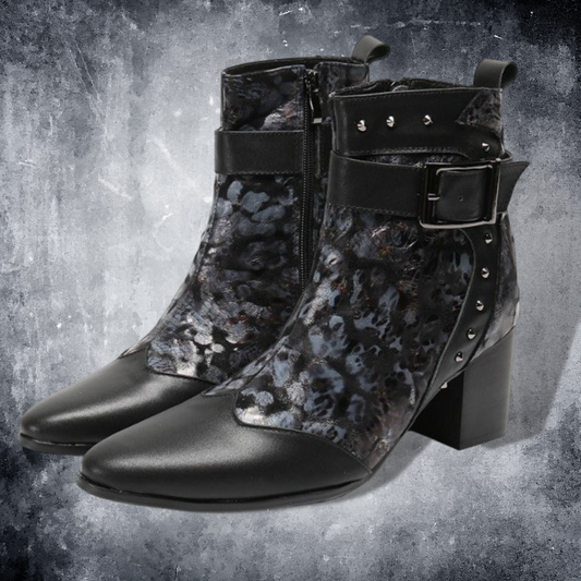 mottled leather heel boots EN230