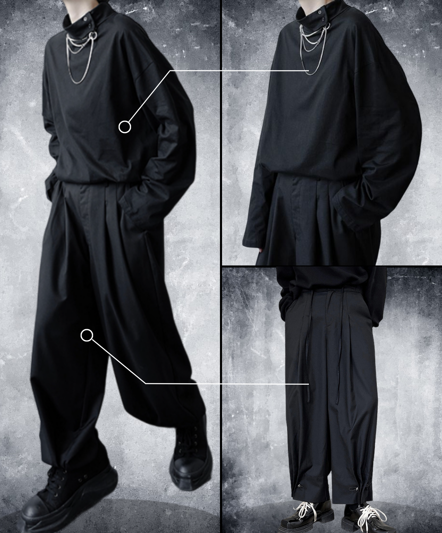 【style12】dark mode outfit set EN893（t-shirt + pants set）