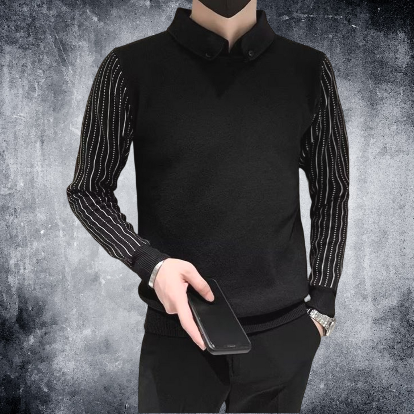 striped sleeve slim sweater EN350
