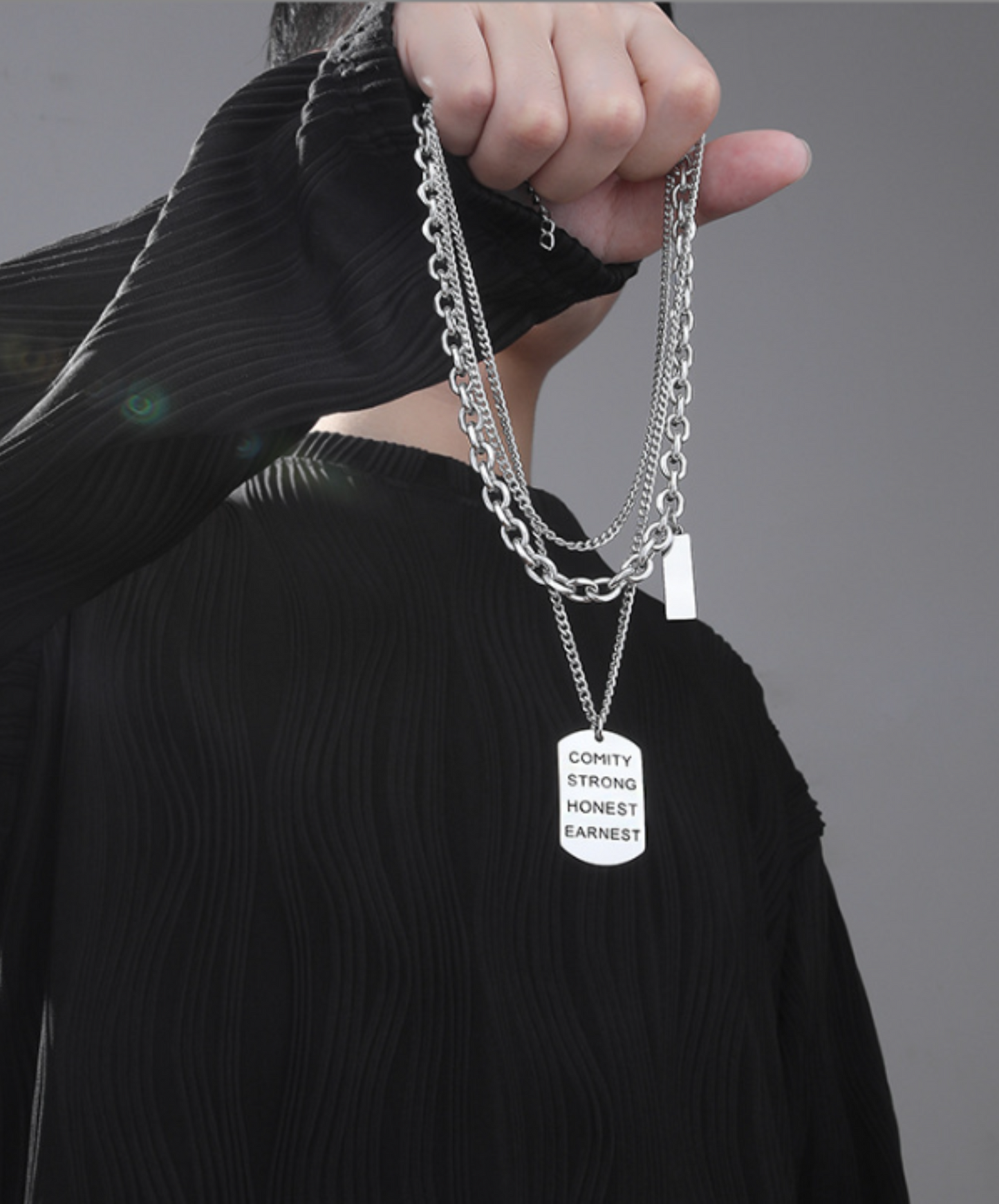 square plate multilayer necklace EN526