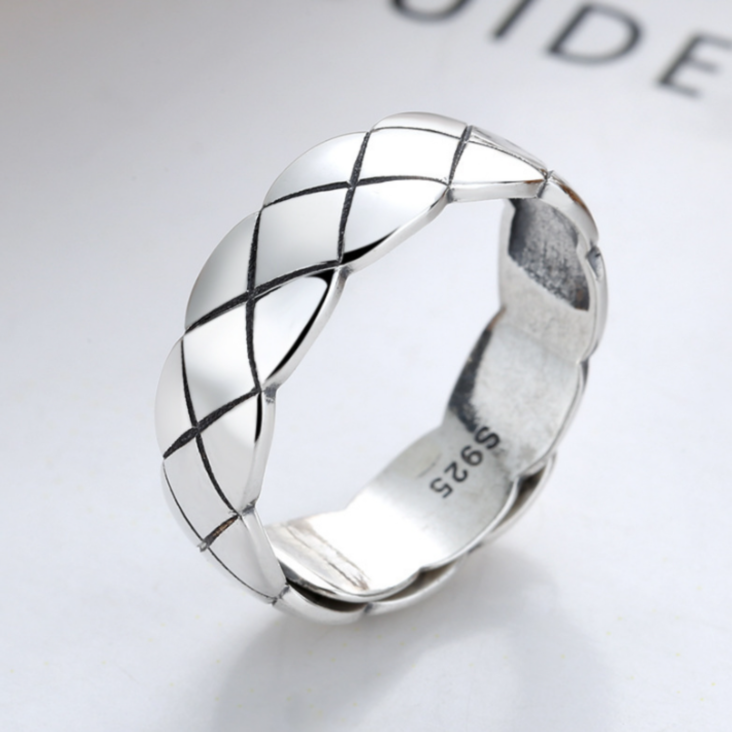 cross pattern silver ring EN510