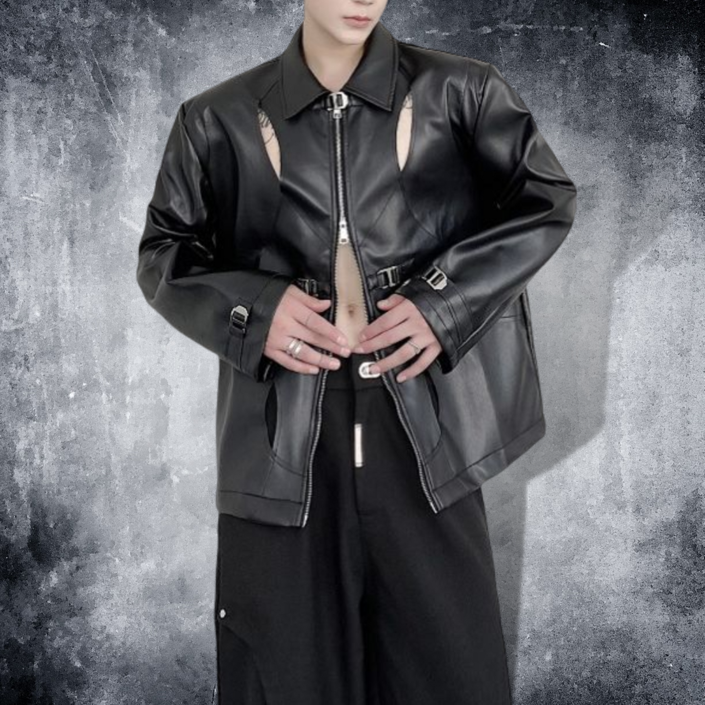 design cut leather jacket EN259