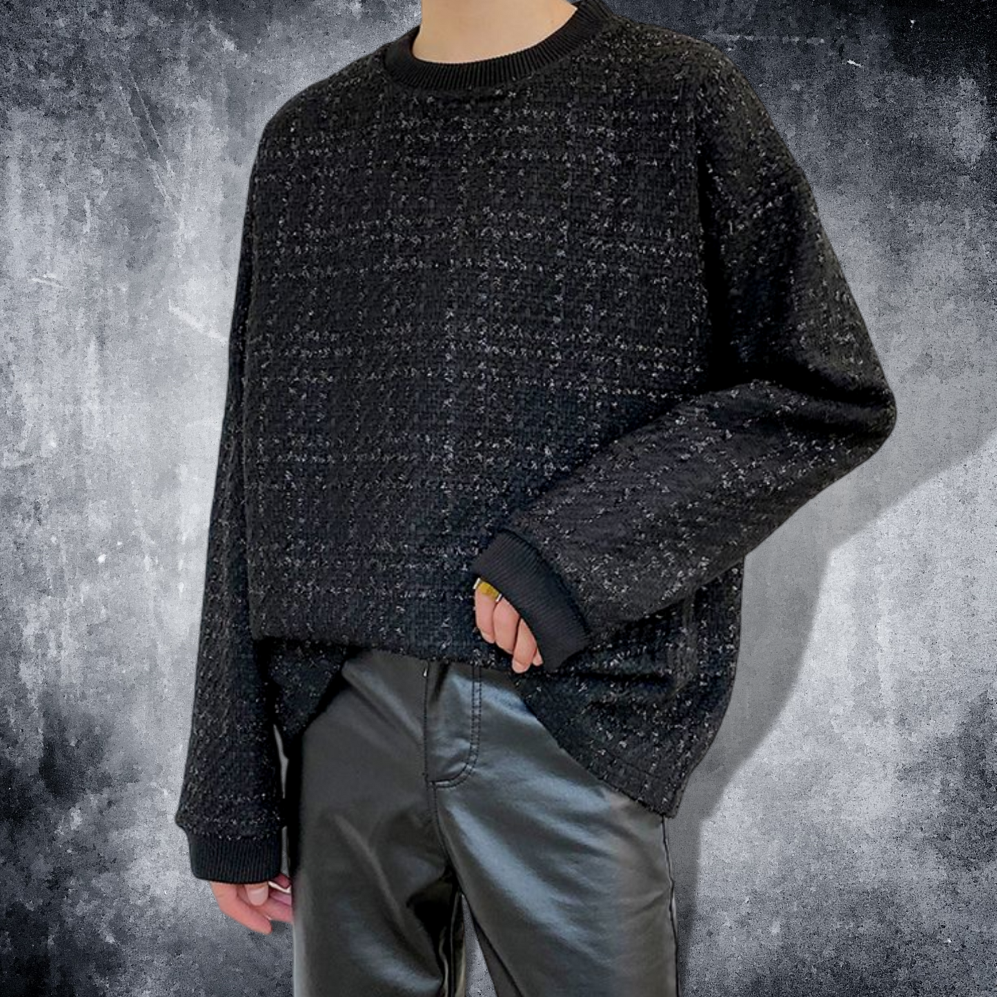 dark modest check sweater EN349