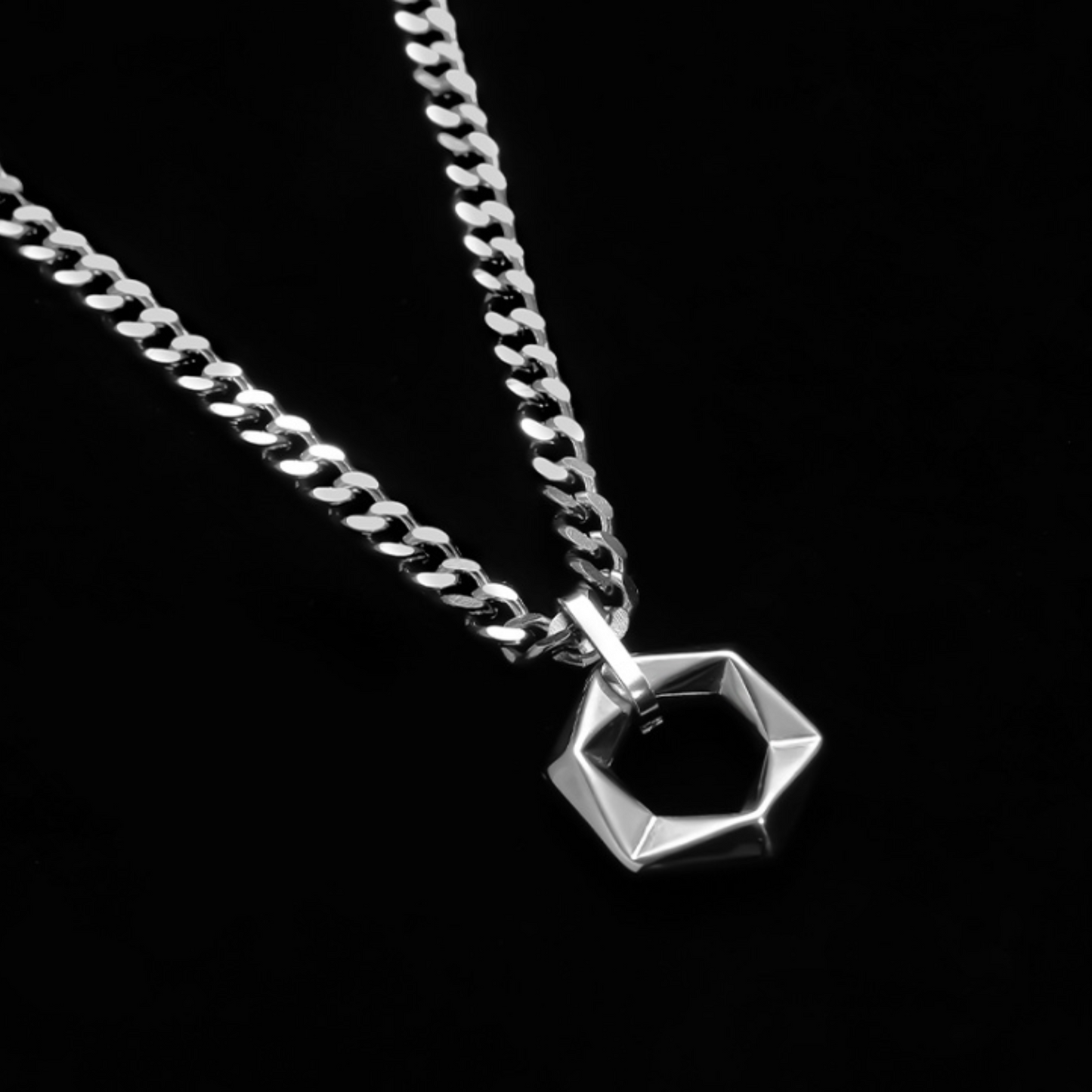 hexagon silver necklace EN452
