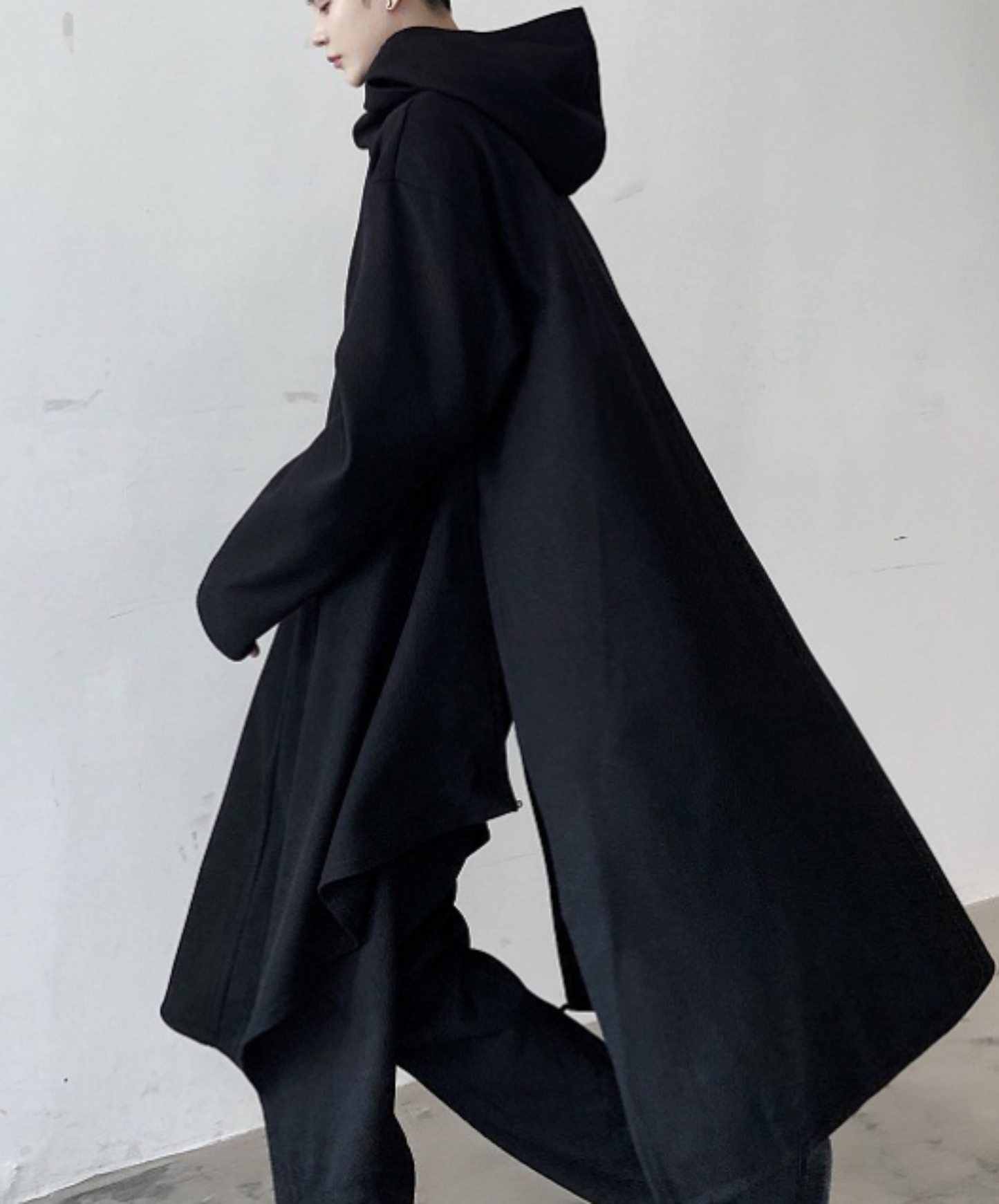 dark long hooded coat EN662