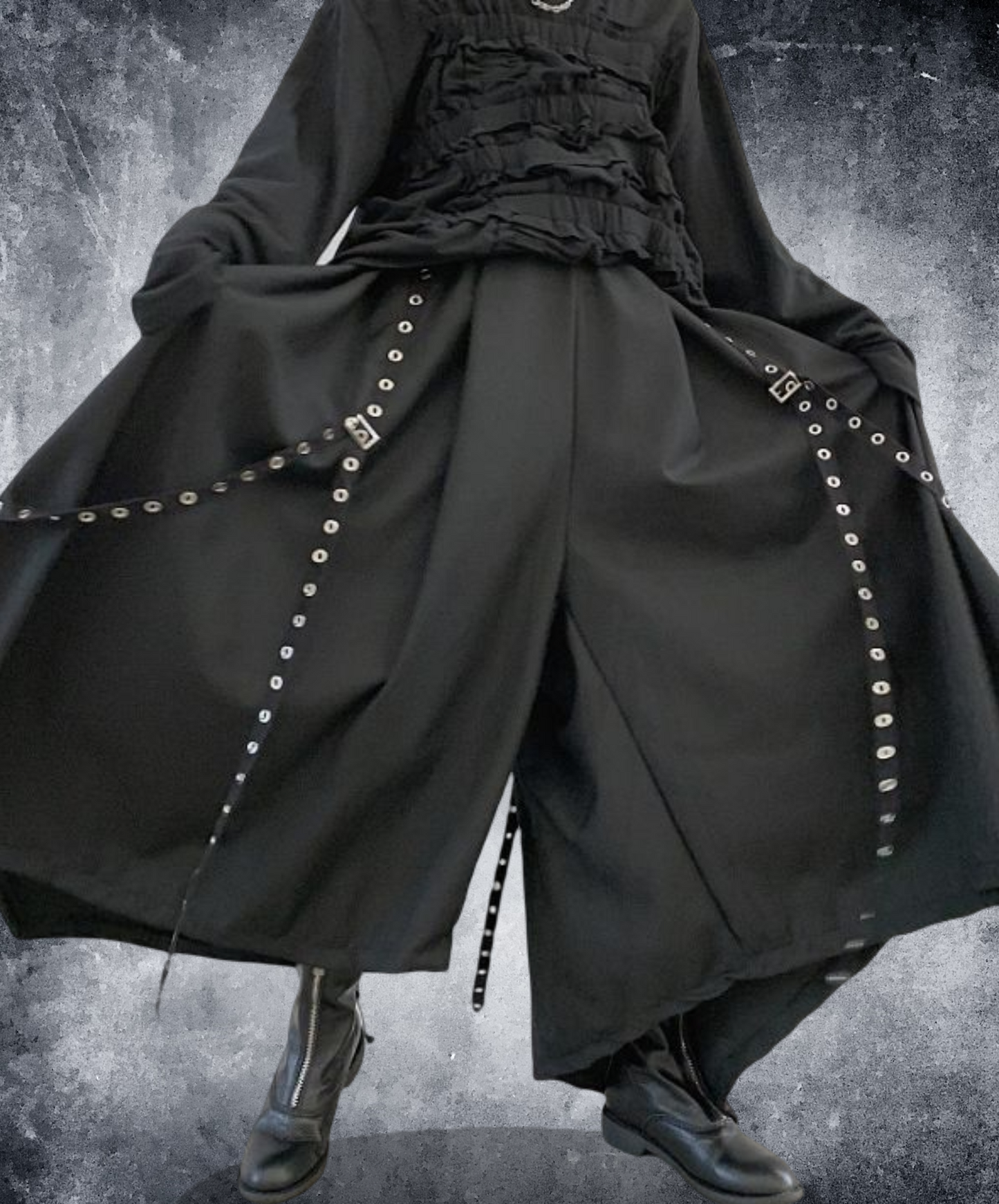 dark belt ribbon wide pants EN660 – ELNERO dark belt ribbon wide pants EN660 – ELNERO
