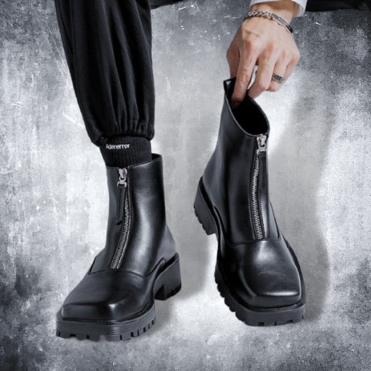 front zip square toe boots EN105