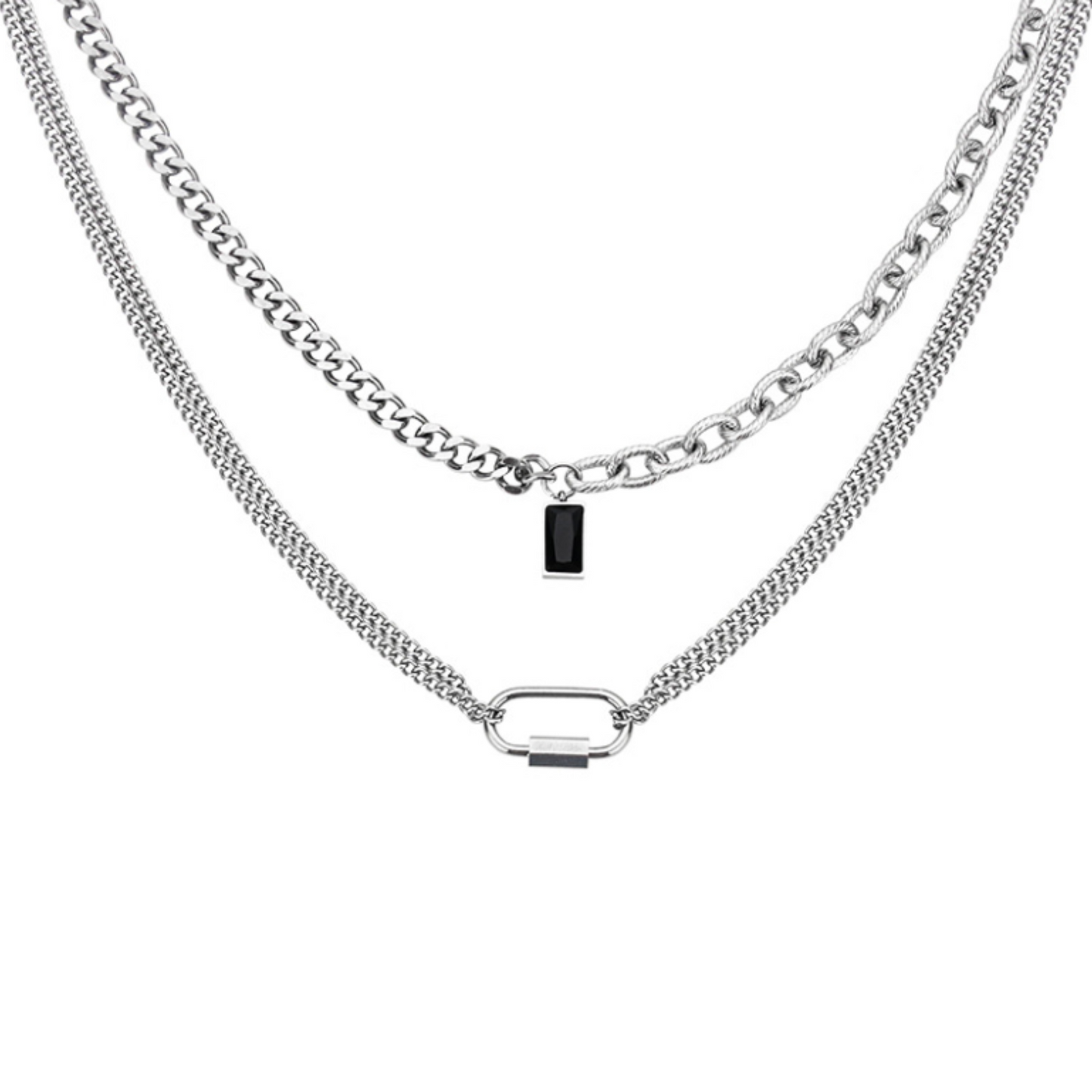 black stone double layer necklace EN506
