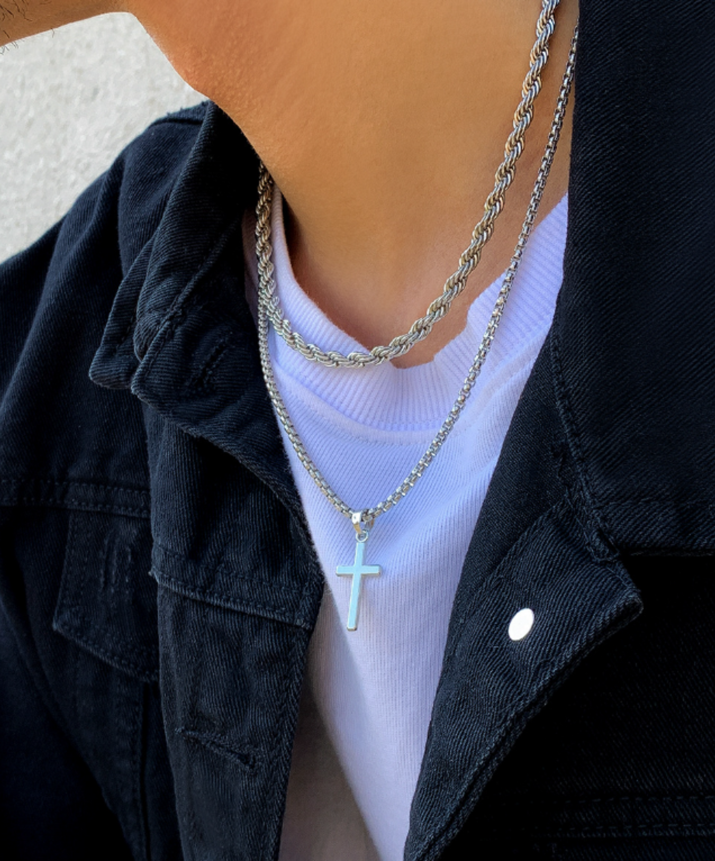 double layer cross necklace EN549