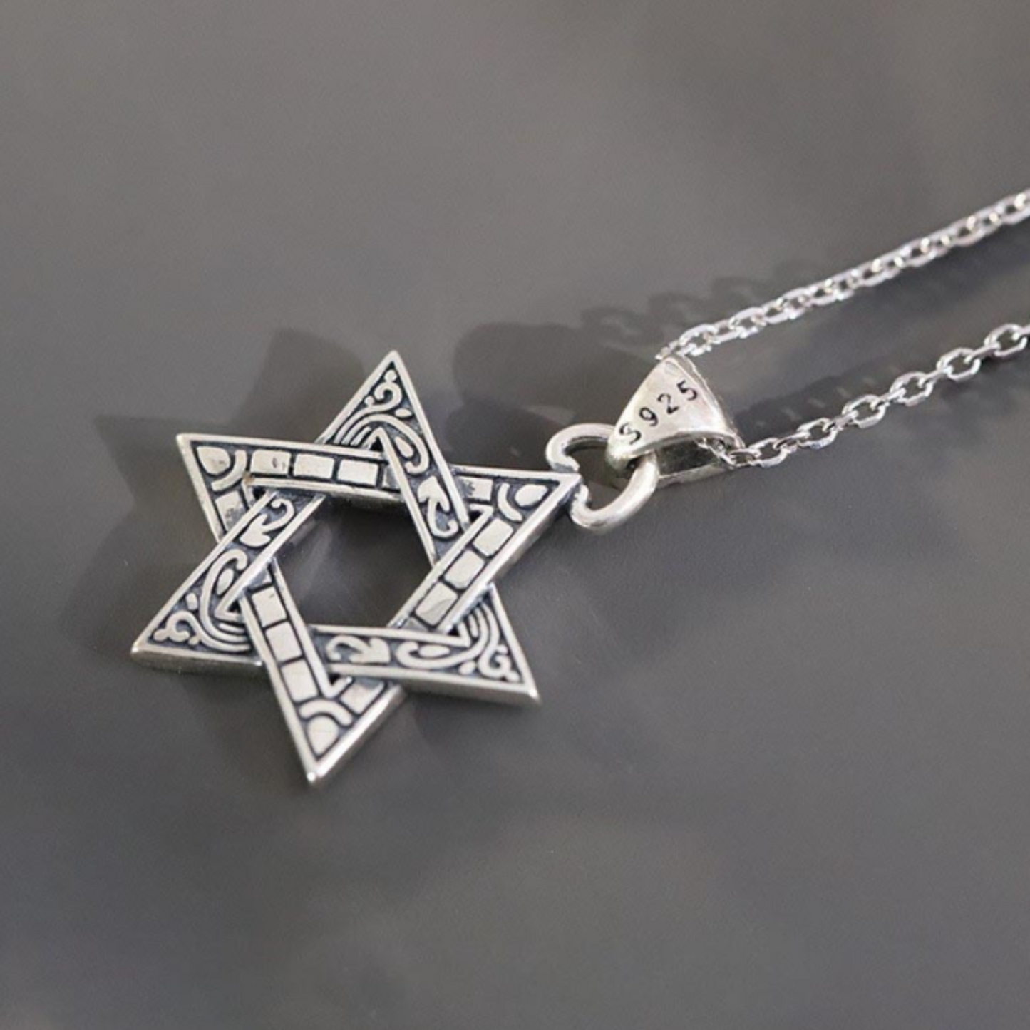 hexagram silver necklace EN502