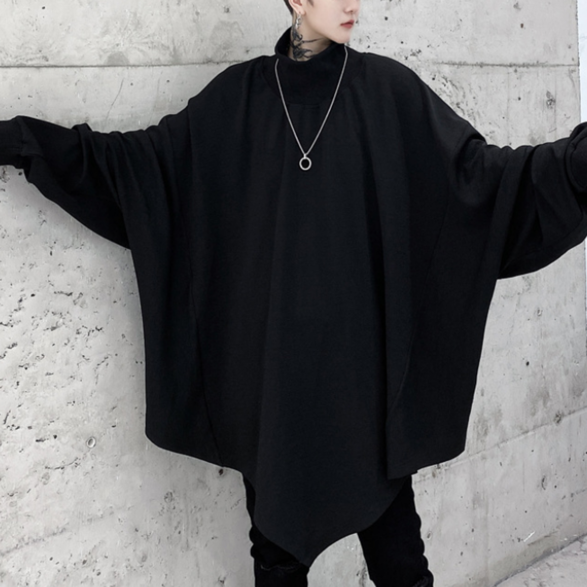 dark high neck cloak sweatshirts EN425 ELNERO