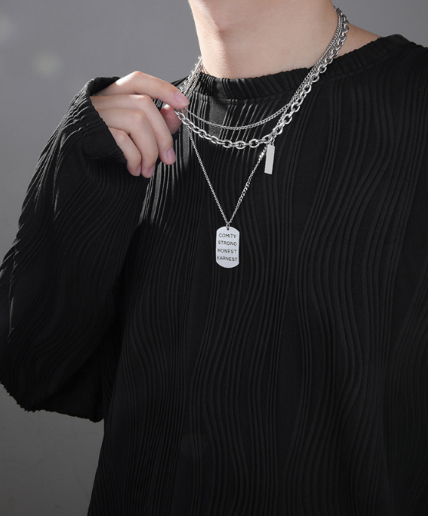 square plate multilayer necklace EN526