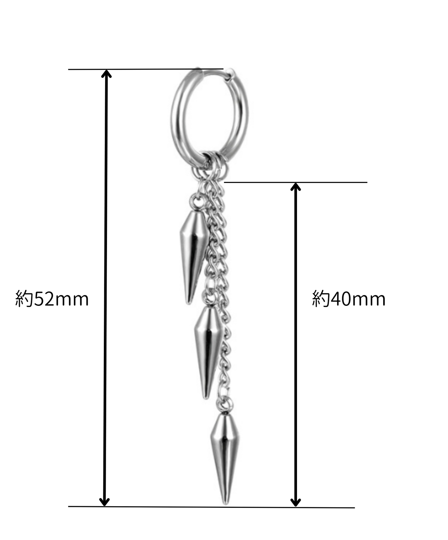 triple spike chain earrings EN695