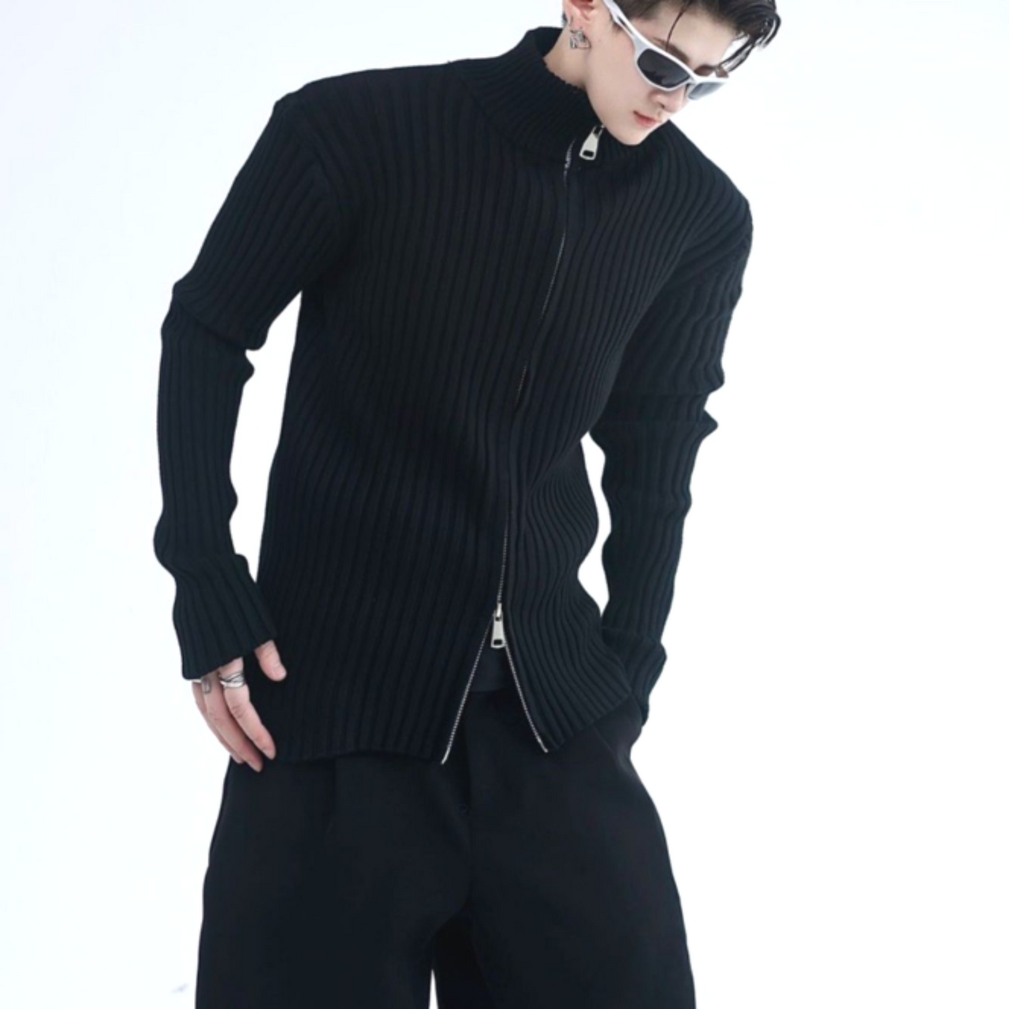 【最短2日でお届け「特急便」対応（XLサイズのみ）】double zip turtleneck sweater EN293