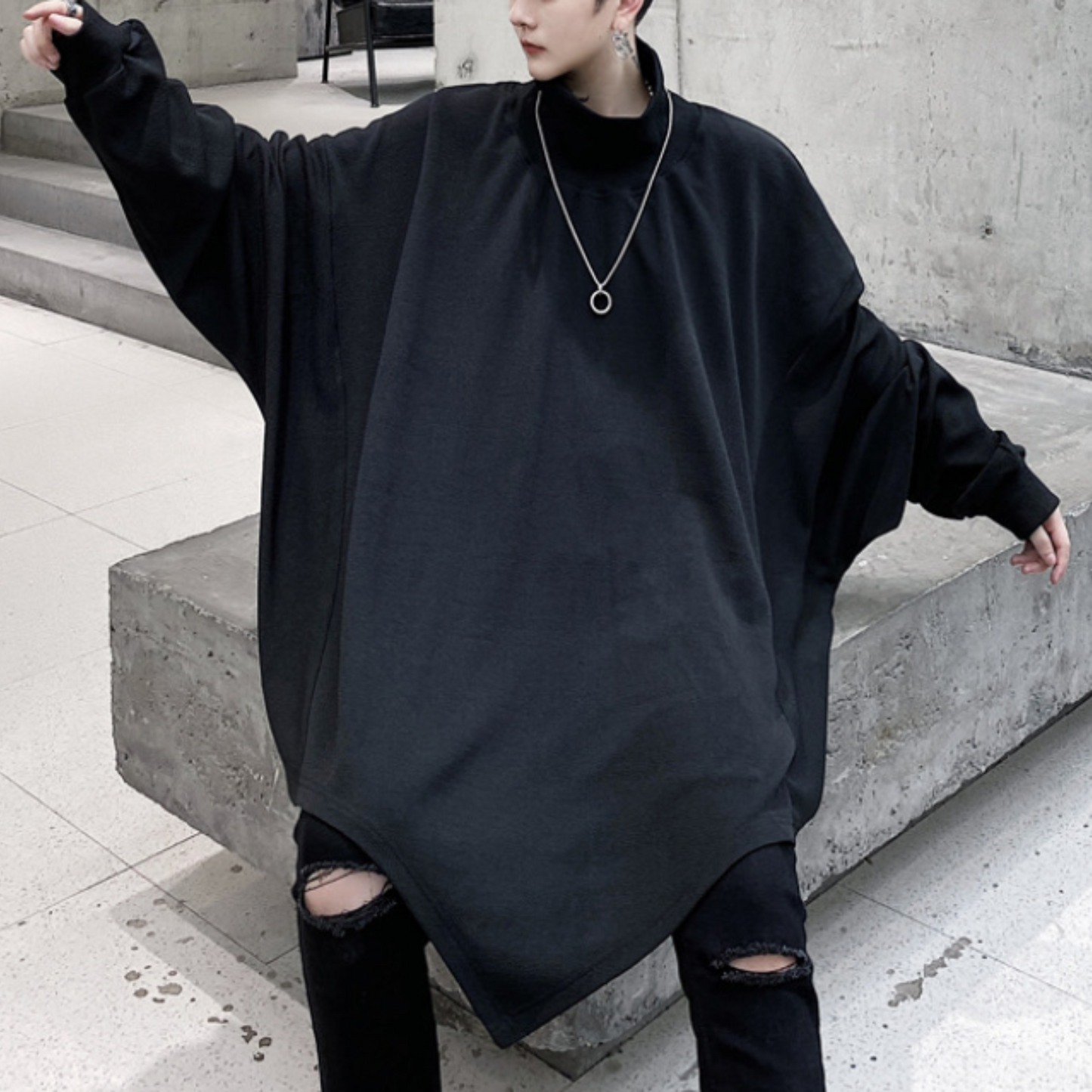 dark high neck cloak sweatshirts EN425