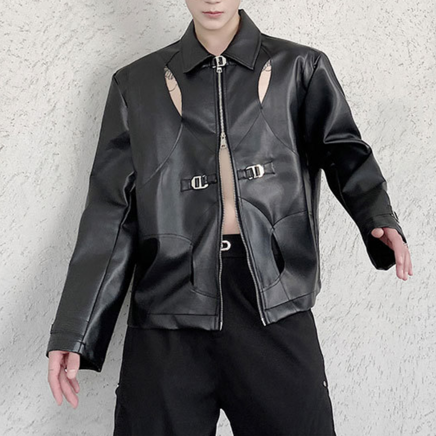 design cut leather jacket EN259
