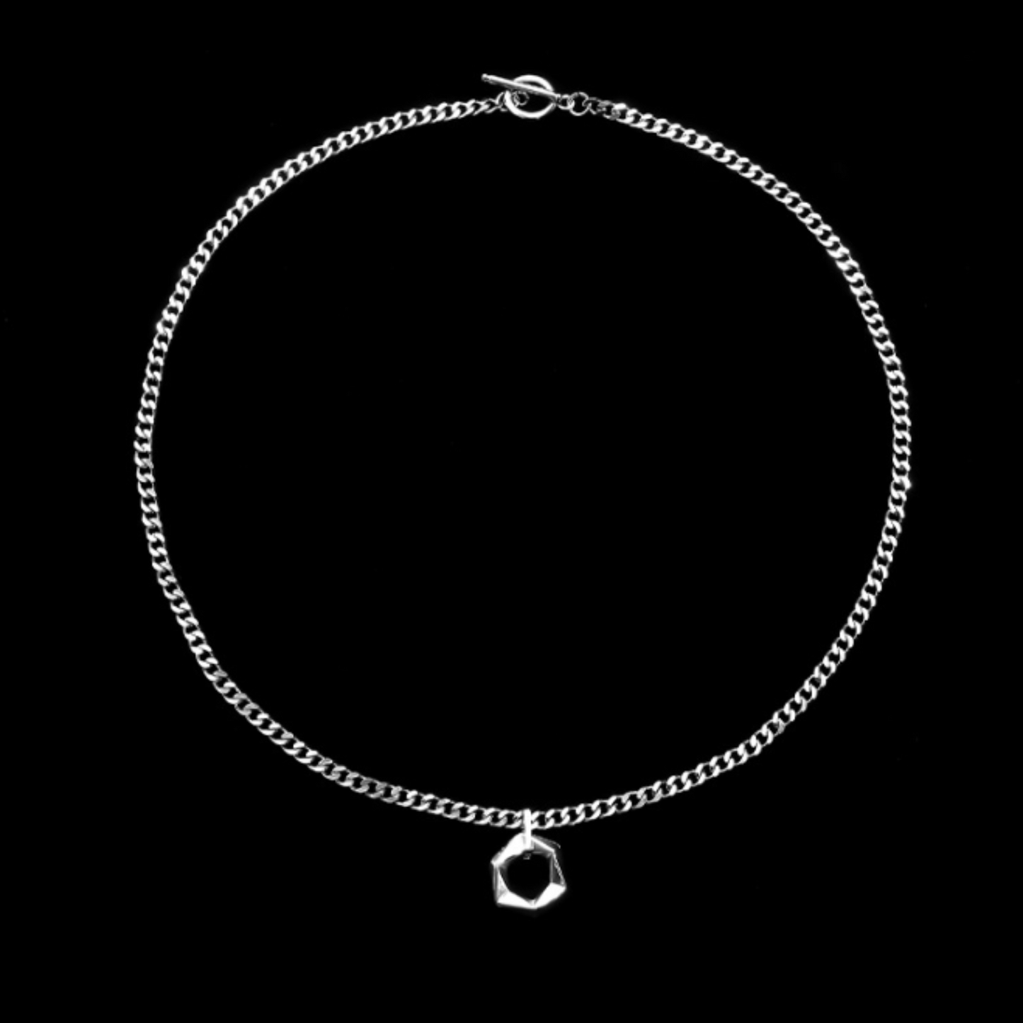 hexagon silver necklace EN452