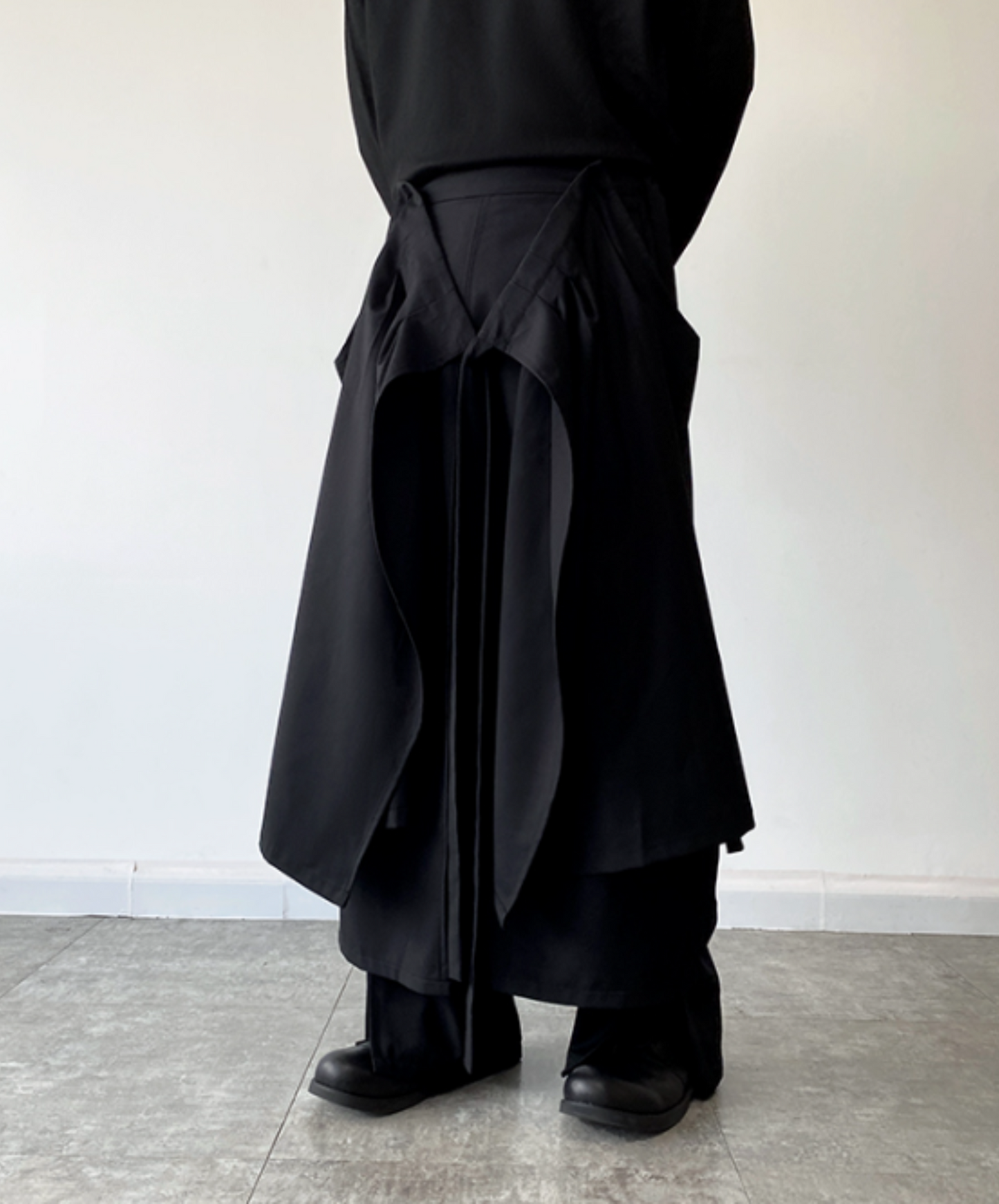 dark layered asymmetrical wide pants EN661